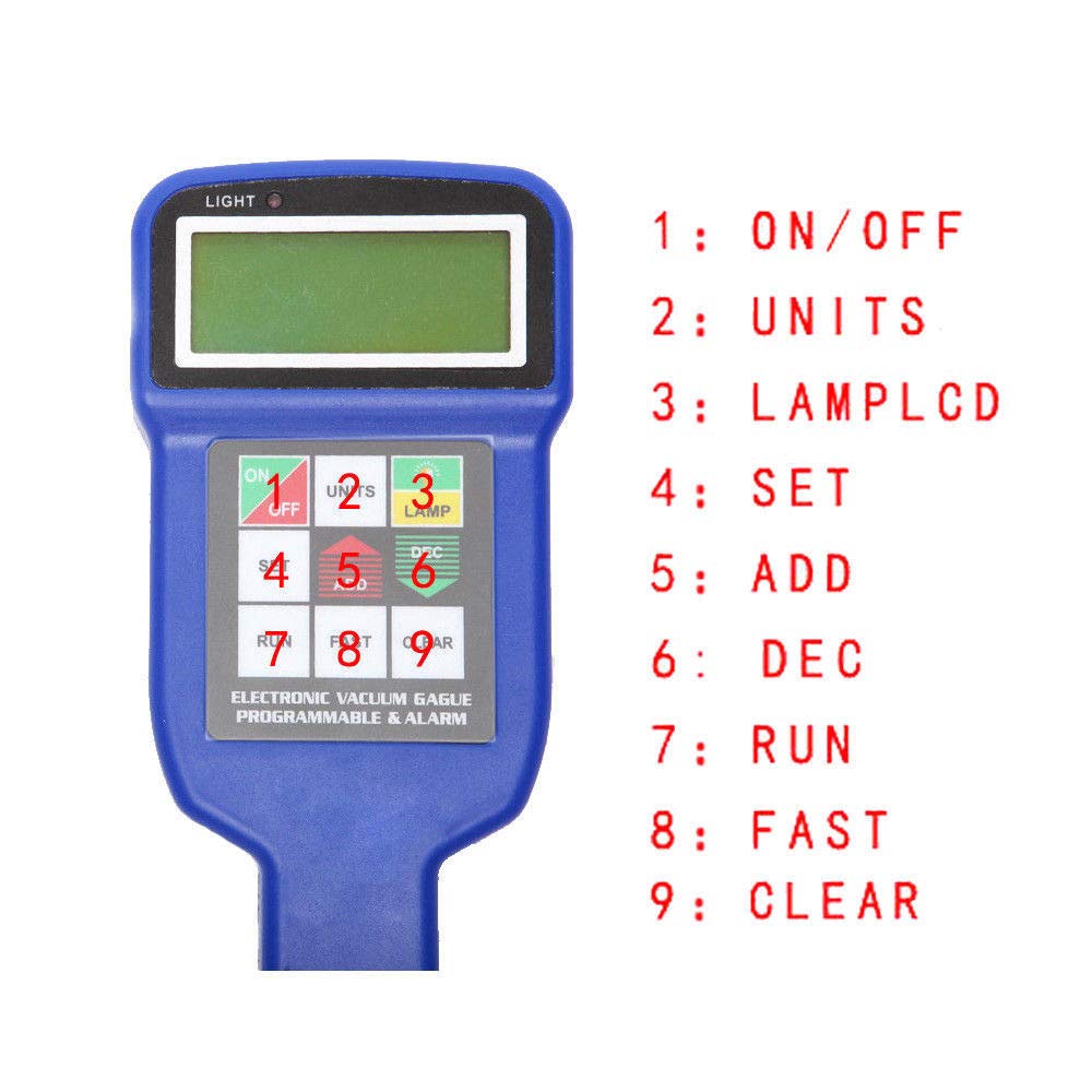 TOPCHANCES Digital Refrigerant Vacuum Gauge Tester WK-VG88 - Programmable HVAC Manifold Gauge with Alarm for AC Repair, Automotive & Refrigeration Systems