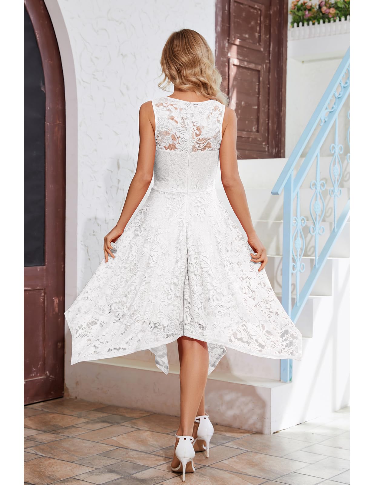 Meetjen Women's Cocktail Party Dress 2025 - Elegant Handkerchief Hem Lace Formal Gown for Wedding Guest, Bridesmaid & Prom | Perfect for Evening Galas, Cocktail Receptions & Special Occasions