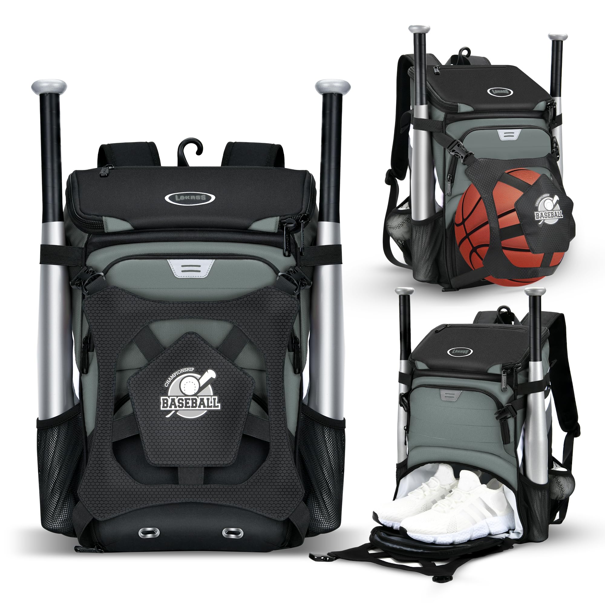 **Large Capacity Lightweight Baseball Backpack for Adults & Youth - Waterproof Softball Bag with Shoe Compartment, Fence Hook & Helmet Storage - Perfect for T-Ball, Batting Practice & Game Day Equipment**