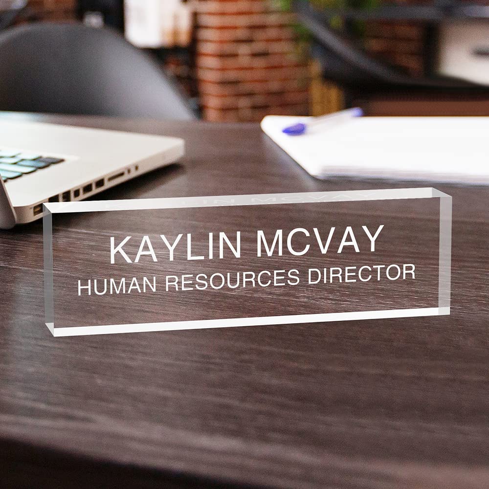 Personalized Clear Acrylic Name Plate for Desk - Custom Office Desk Name Plate, 8