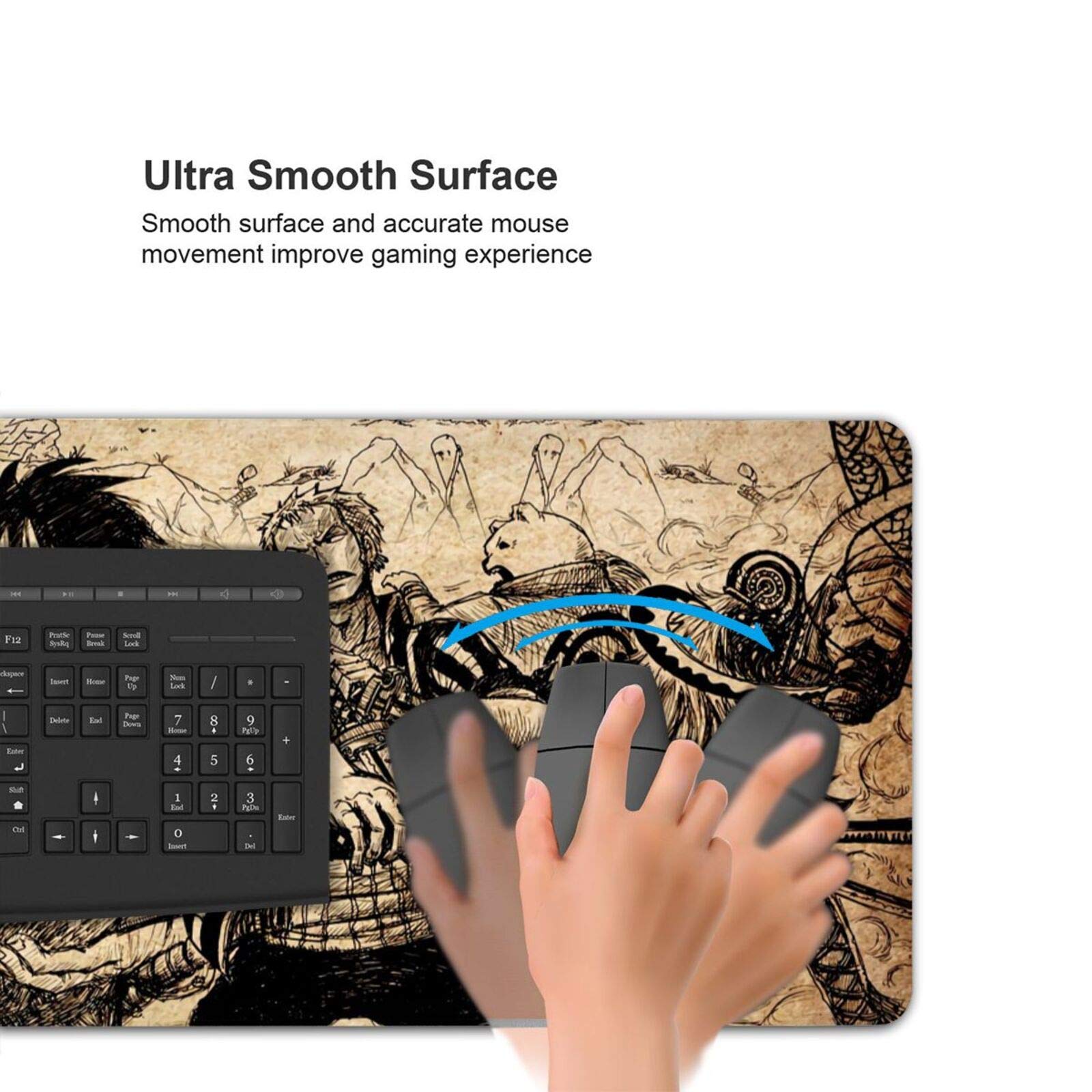 One Piece Anime Gaming Mouse Pad - Extra Large 15.7 x 35.4 Inches, Non-Slip Rubber Base, Black - Perfect for PC Gaming, Office Work & Anime Fans