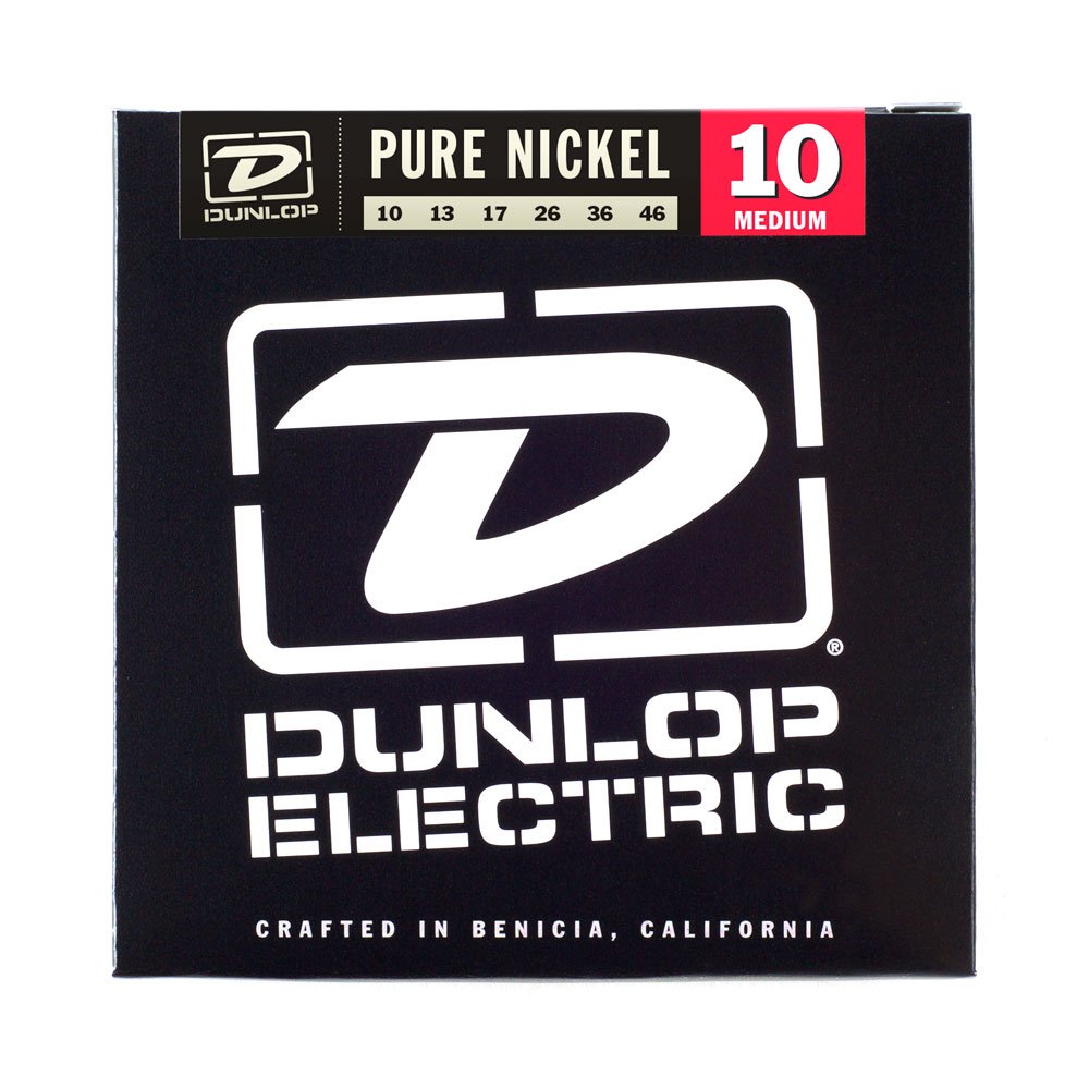 JIM DUNLOP DEK1046 Pure Nickel Electric Guitar Strings - Medium Gauge .010-.046 (6 Strings/Set) - Perfect for Rock, Blues & Studio Recording