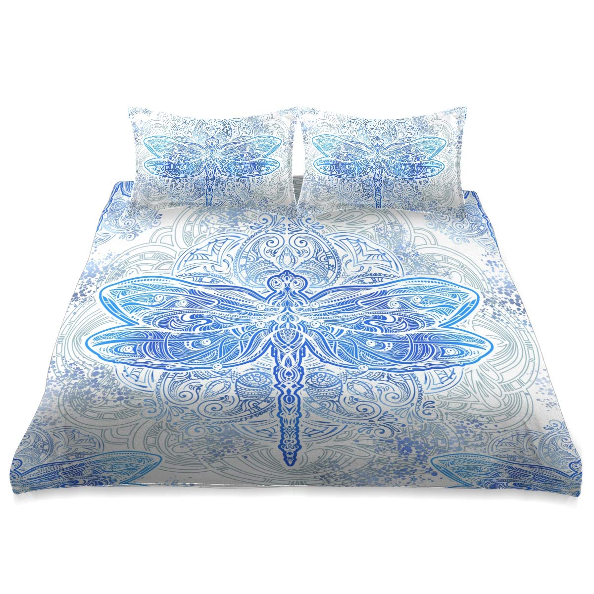 Queen Size Watercolor Dragonfly Comforter Set - 90x90 Inch All Season Soft & Comfortable Bedding Cover | Perfect for Master Bedroom, Guest Room & Dorm Decor