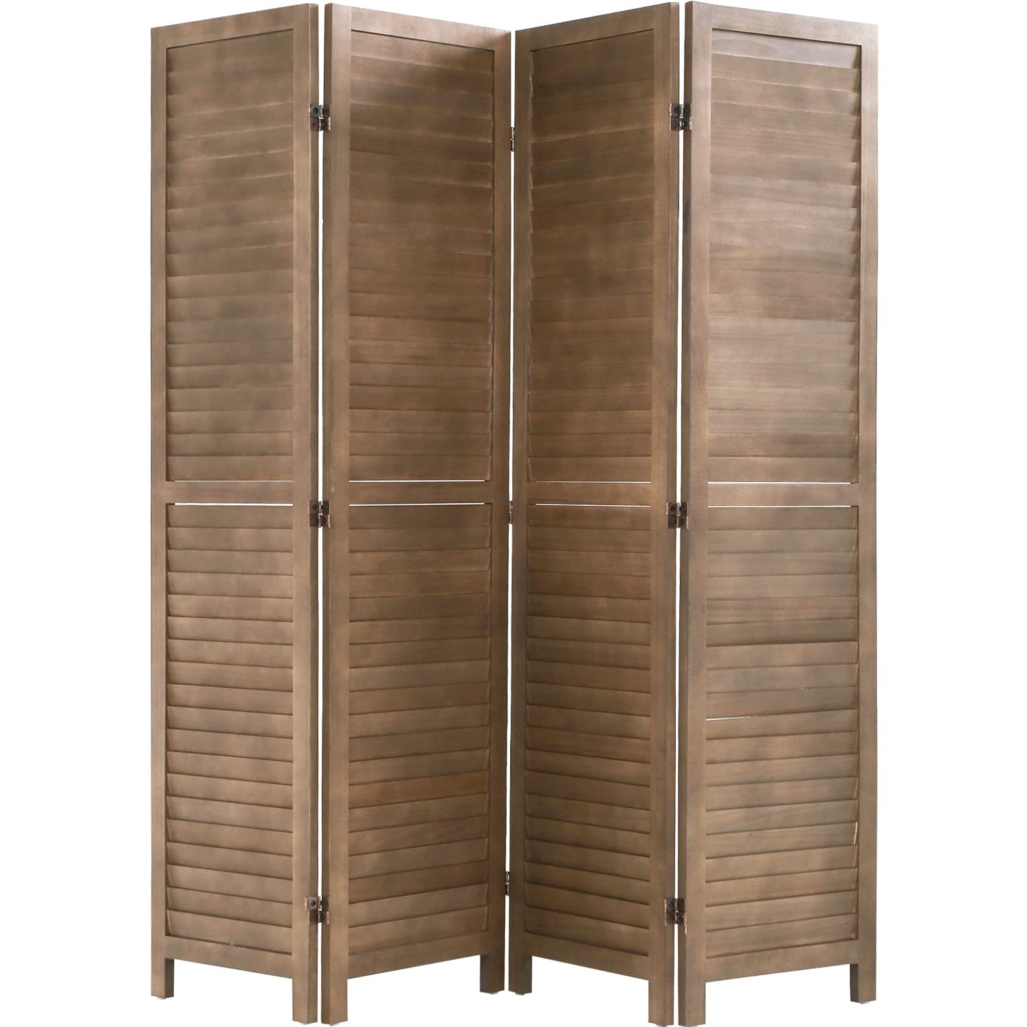 4-Panel Wooden Room Divider Privacy Screen - 5.75 Ft Tall Folding Partition (68.9