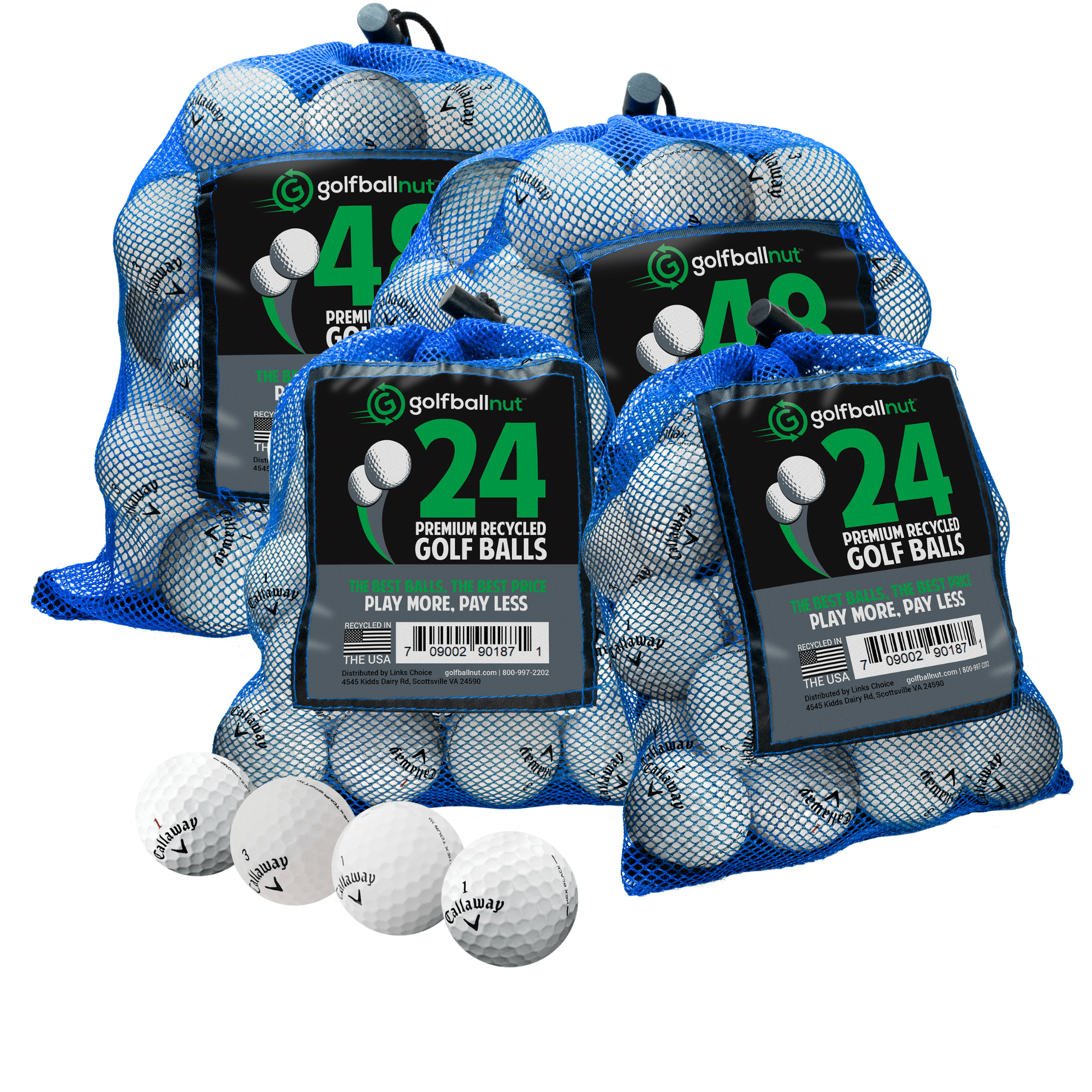 Premium Used Callaway Tour Mix Golf Balls - 12/24/36 Pack Bulk Practice Balls with Durable Mesh Bag | High Performance for Driving Range, Backyard Practice & Golf Course Training