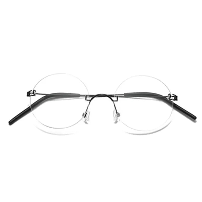 Unisex Rimless Round Screwless Titanium Eyeglasses Frame 1356 - Lightweight & Durable for Reading, Computer Work & Everyday Wear