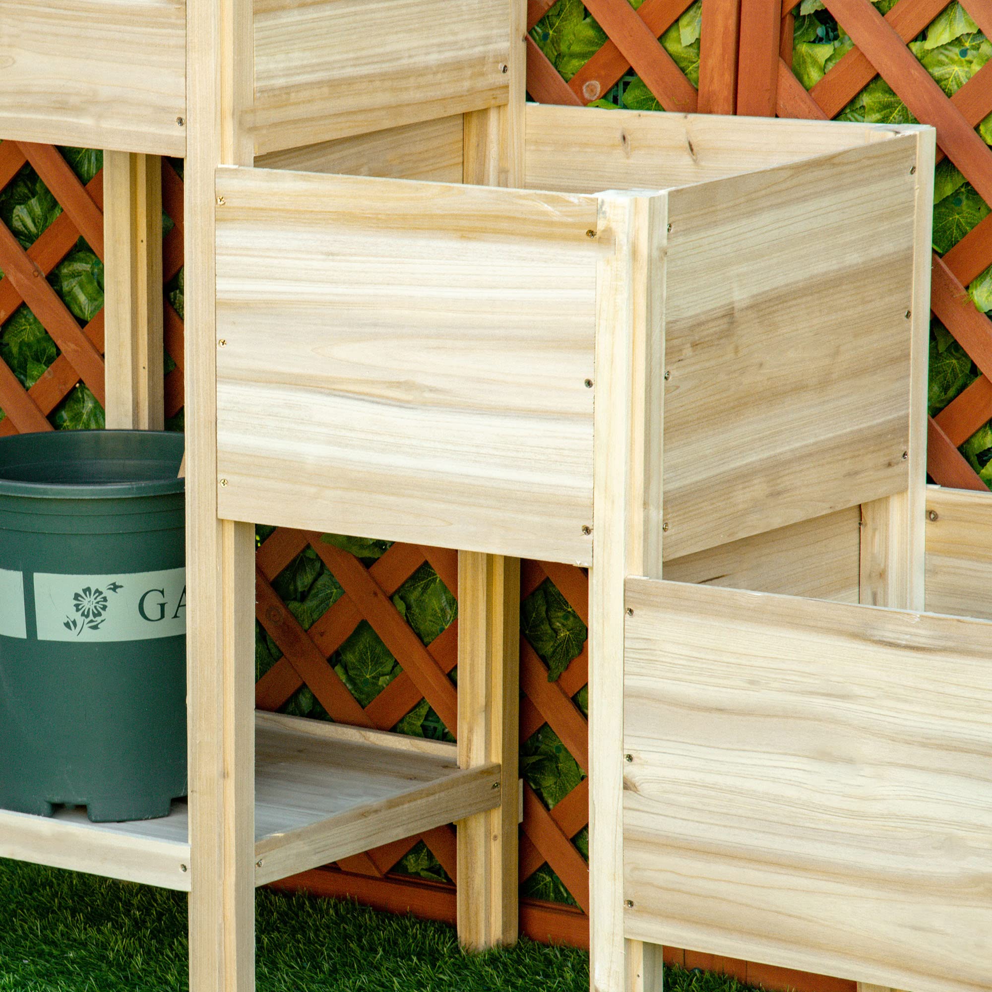 Outsunny 3-Tier Raised Garden Bed with Storage Shelf | Elevated Wooden Planter Box for Vegetables, Herbs & Flowers | Perfect for Patio, Balcony & Backyard Gardening