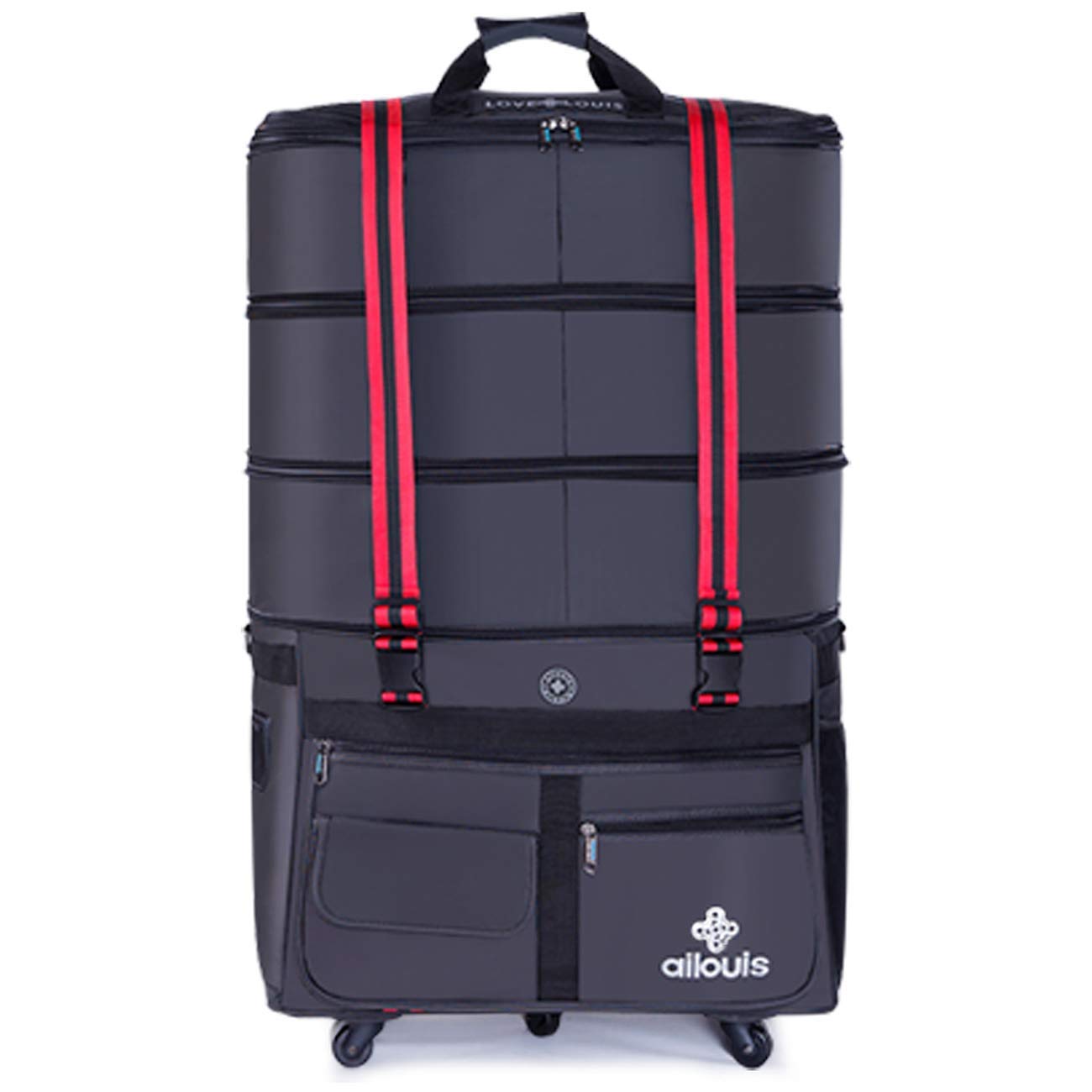 Ailouis Expandable Extra Large Wheeled Travel Duffel Luggage Bag 36 Inch - Waterproof Durable Suitcase for Airplane, Cruise, Camping & Outdoor Adventures