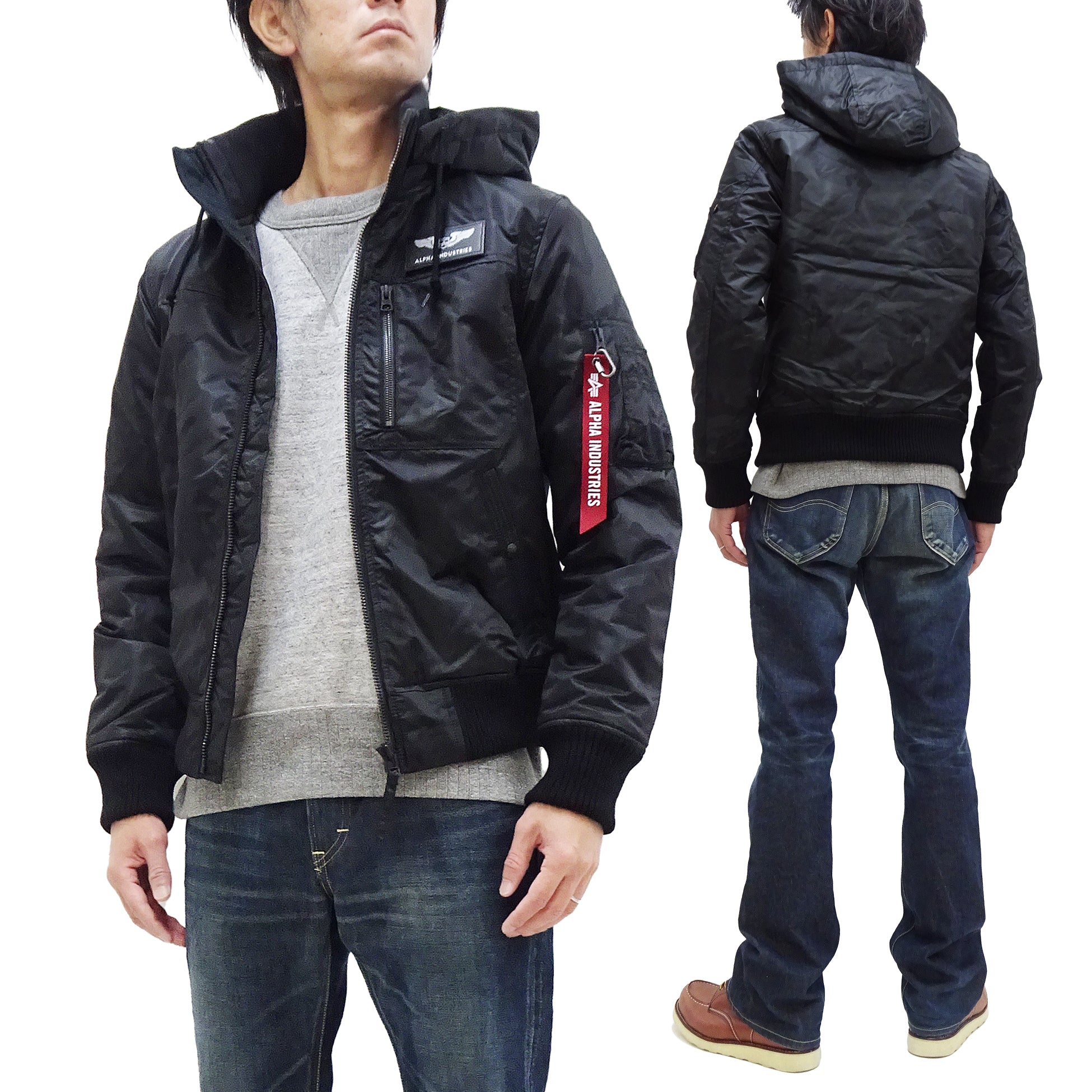 Alpha Industries Men's Military Style Hooded Puffer Jacket TA1672 - Nylon Padded Winter Coat with Rib Panel, Black Camouflage Pattern | Warm Outerwear for Outdoor Activities, Urban Streetwear & Cold Weather Protection