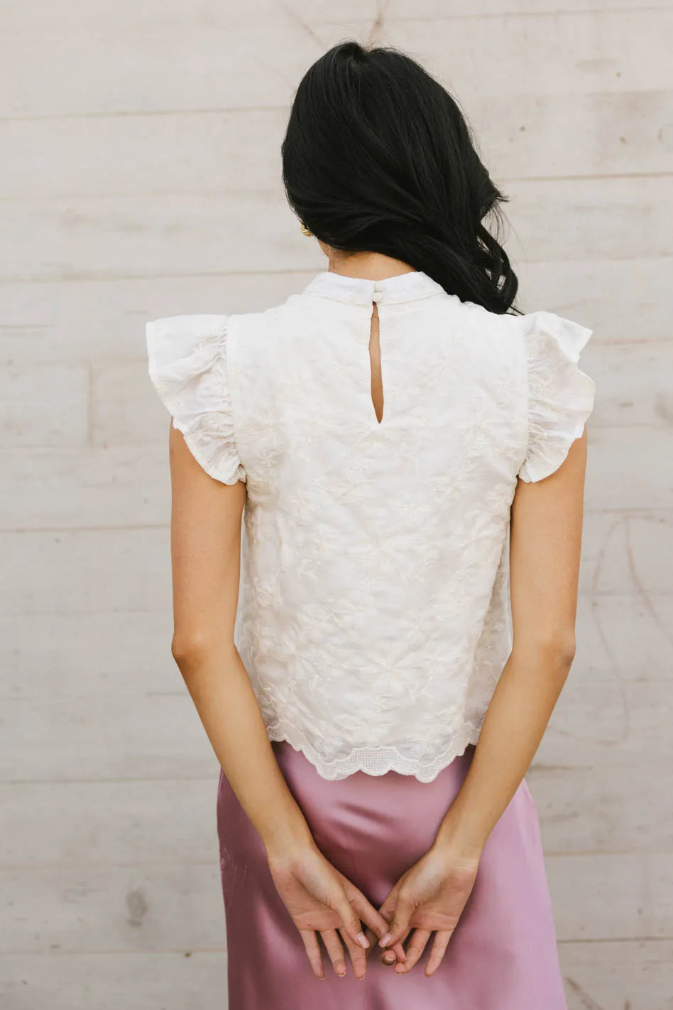 Fia Embroidered Blouse Women's Elegant Cream Top - Perfect for Office, Date Night & Special Occasions