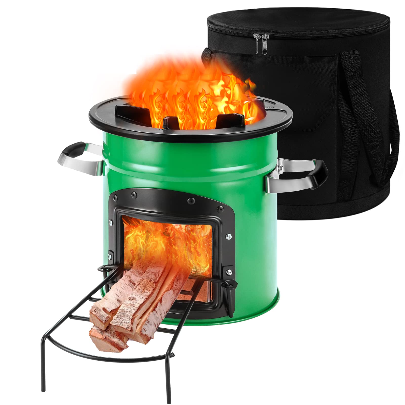 Anbull Portable Rocket Stove - Lightweight Wood Burning Camping Stove for Backpacking, Hiking & Survival Gear | No Batteries or Fuel Needed | Includes Carry Bag | Perfect for Outdoor Cooking, Emergency Preparedness & Off-Grid Adventures