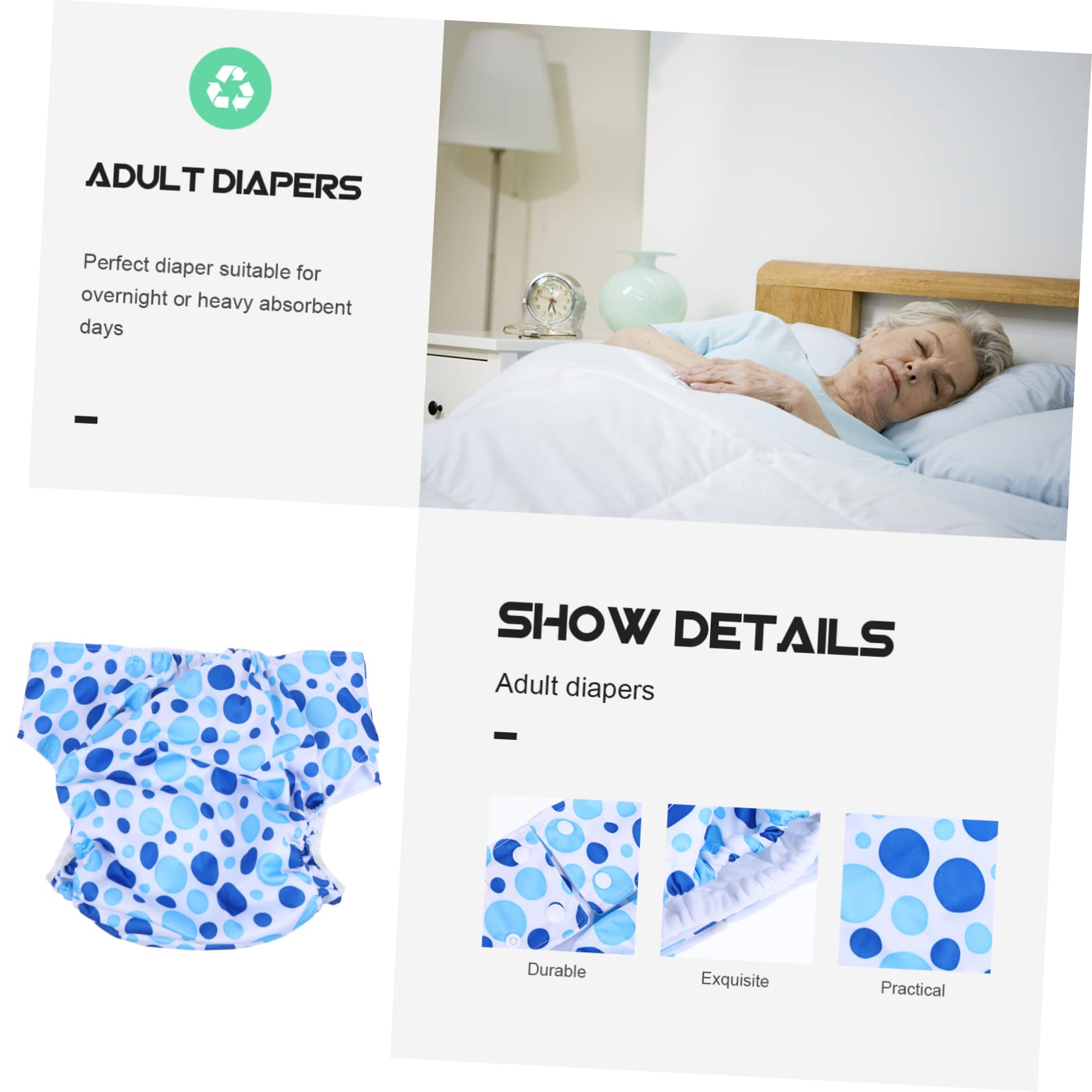Healeved 8 Pcs Adult Diapers for Women & Men - Disposable Briefs, Incontinence Underwear, Overnight Protection - Ideal for Bedwetting, Postpartum Care, and Elderly Use