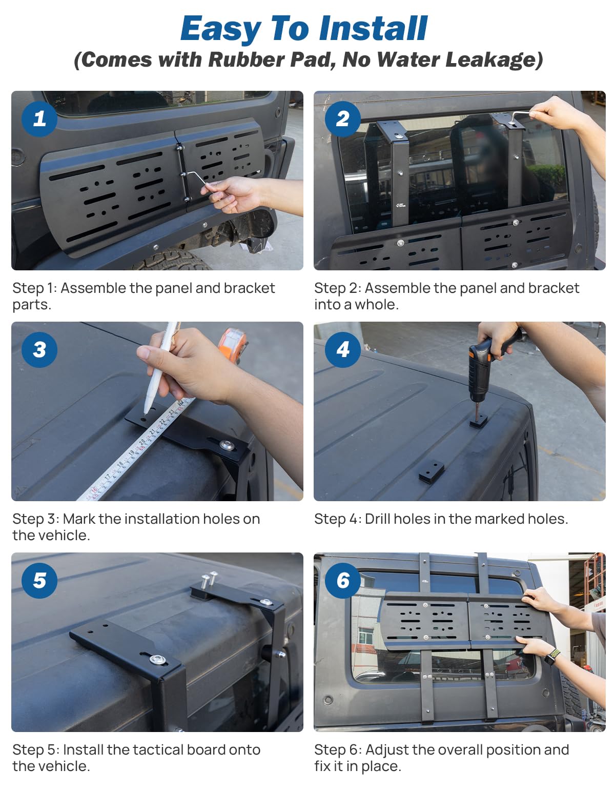 JOYTUTUS JK Rear Window Storage Panel Kit for Jeep Wrangler JK 2007-2018 | Heavy Duty Storage Accessories Mounting Plate | Perfect for Gas Can Mount, Recovery Traction Boards & Off-Road Gear | Great for Camping, Overlanding & Adventure Trips