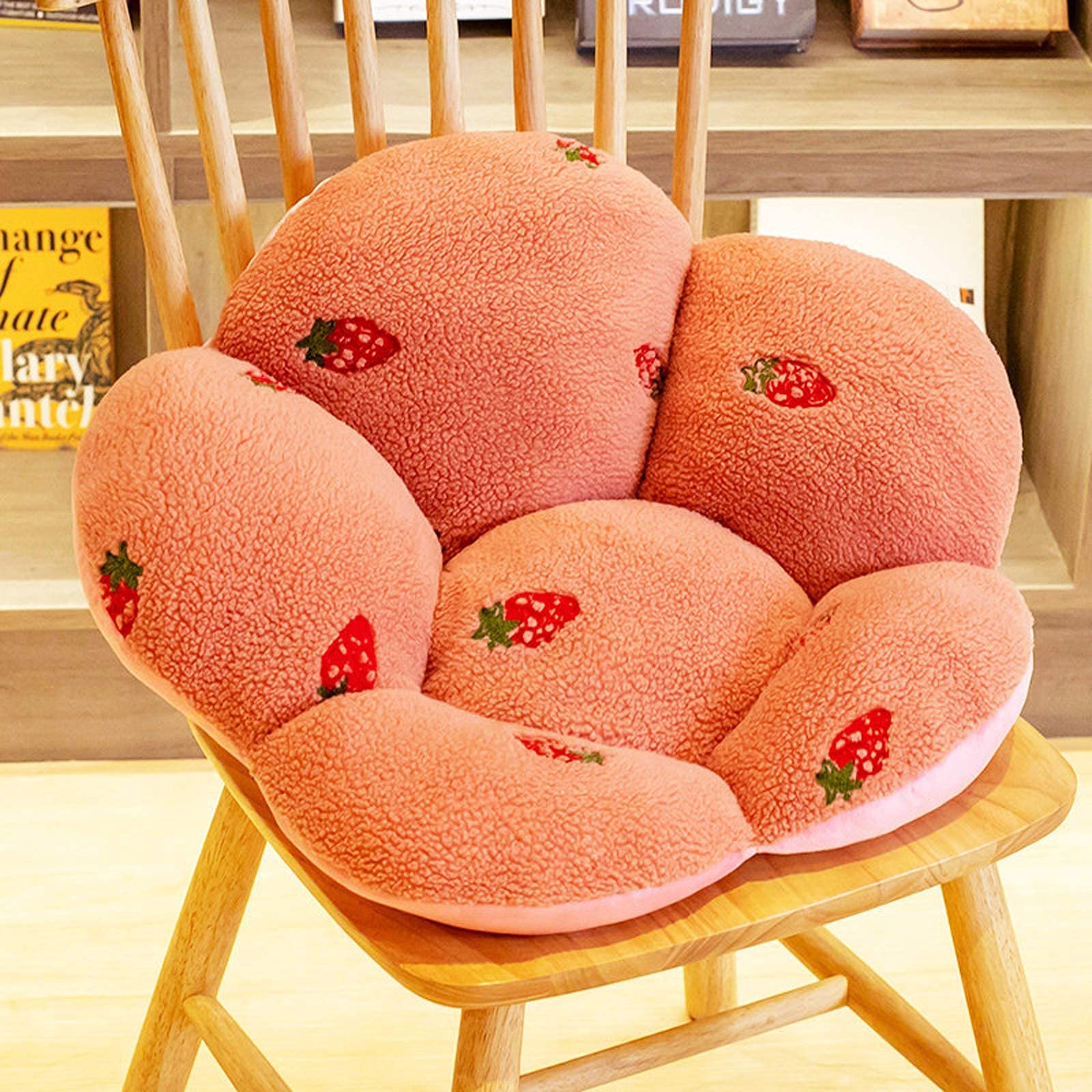 Premium Cotton Square Chair Cushion - Soft Fleece Seat Pad for Office Chairs & Wheelchairs (Cream Color) - Ergonomic Support for Home, Office & Car Use