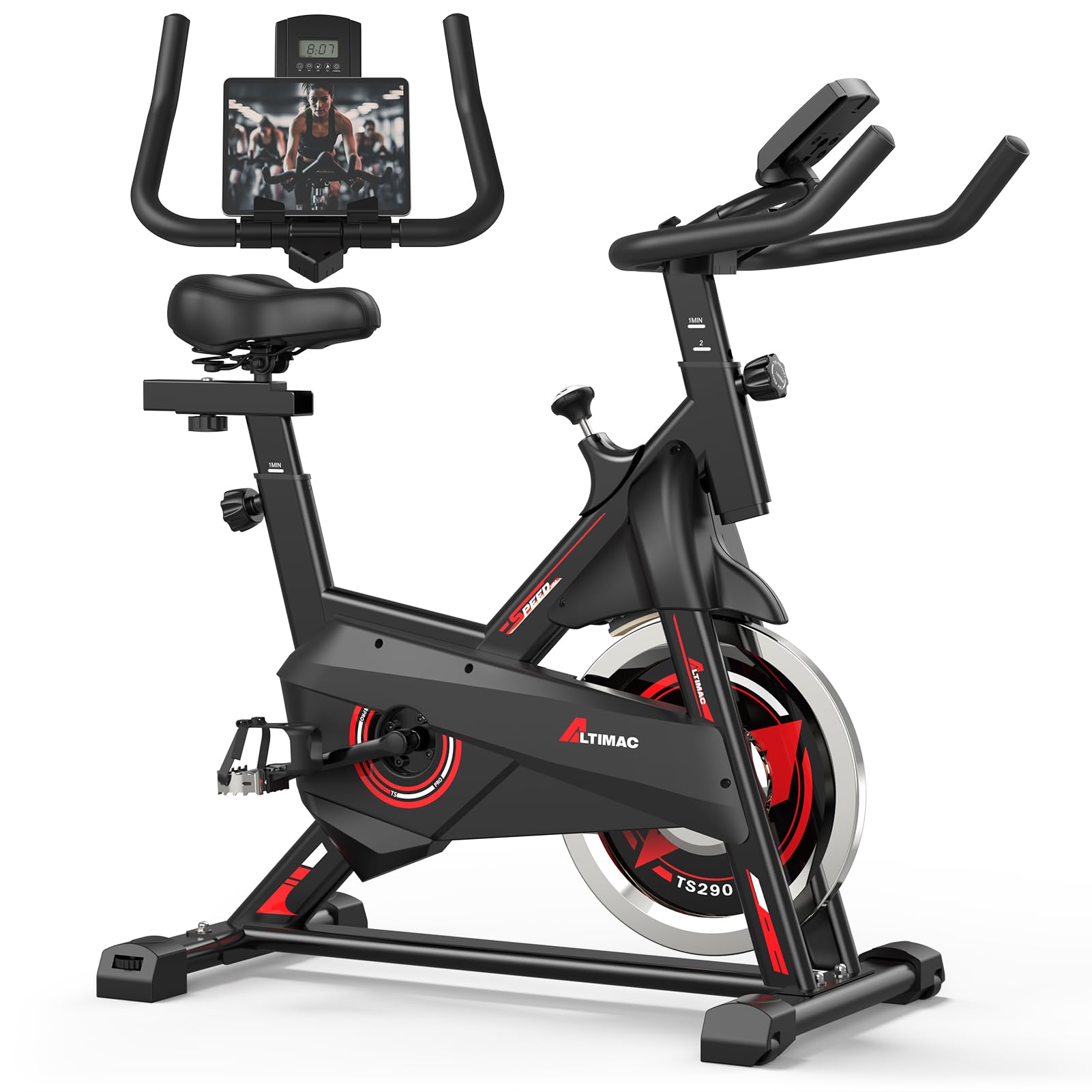 Silent Belt Drive Exercise Bike for Home & Indoor Cycling - 300lbs Weight Capacity with Comfortable Seat Cushion & Tablet Mount - Perfect for Home Gym, Cardio Workouts & Office Fitness