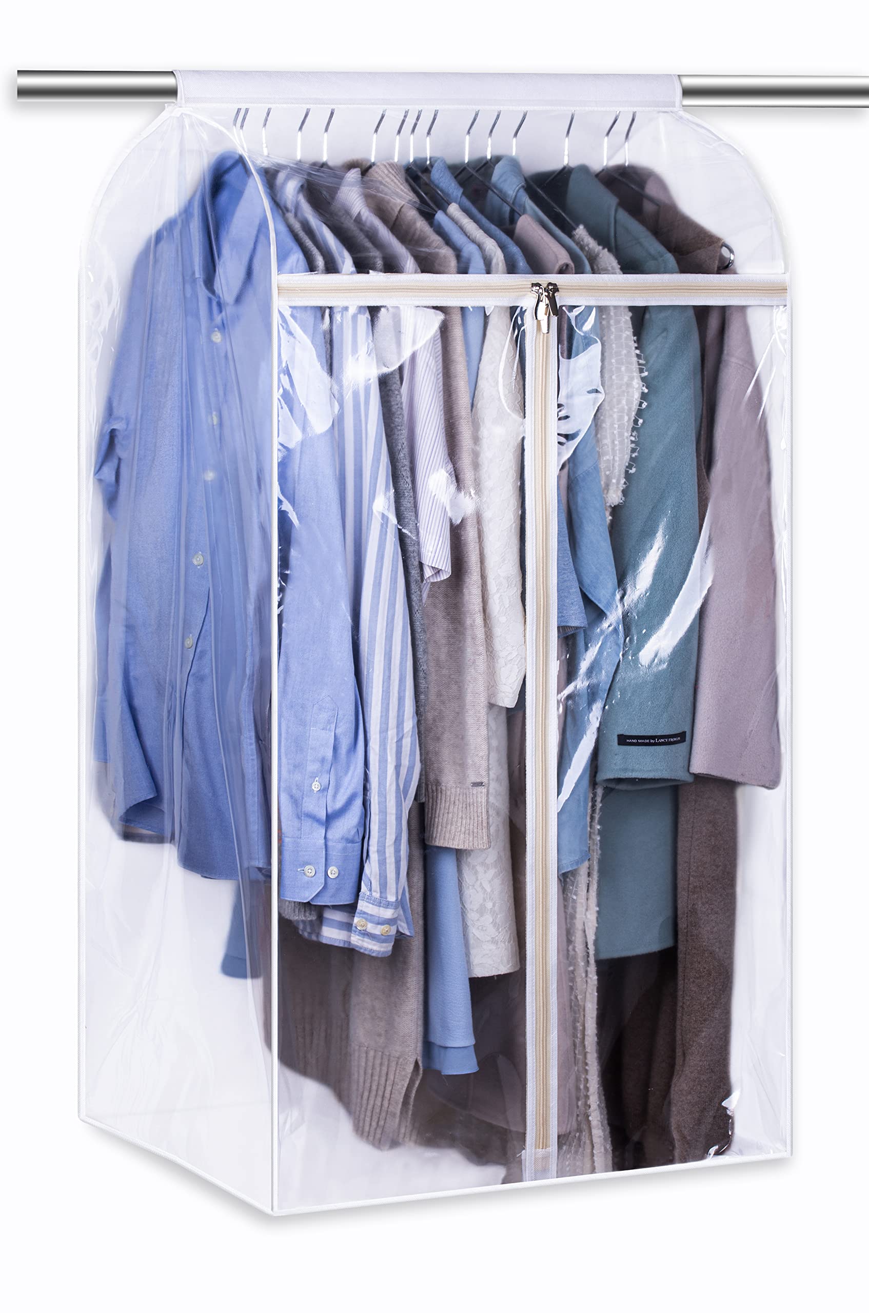 KEETDY 43 Inch Clear Window Hanging Garment Bag for Closet Storage - Large Wardrobe Organizer with Bottom Enclosed, Suit & Coat Protector - Perfect for Travel, Moving, Seasonal Clothing Storage and Closet Organization