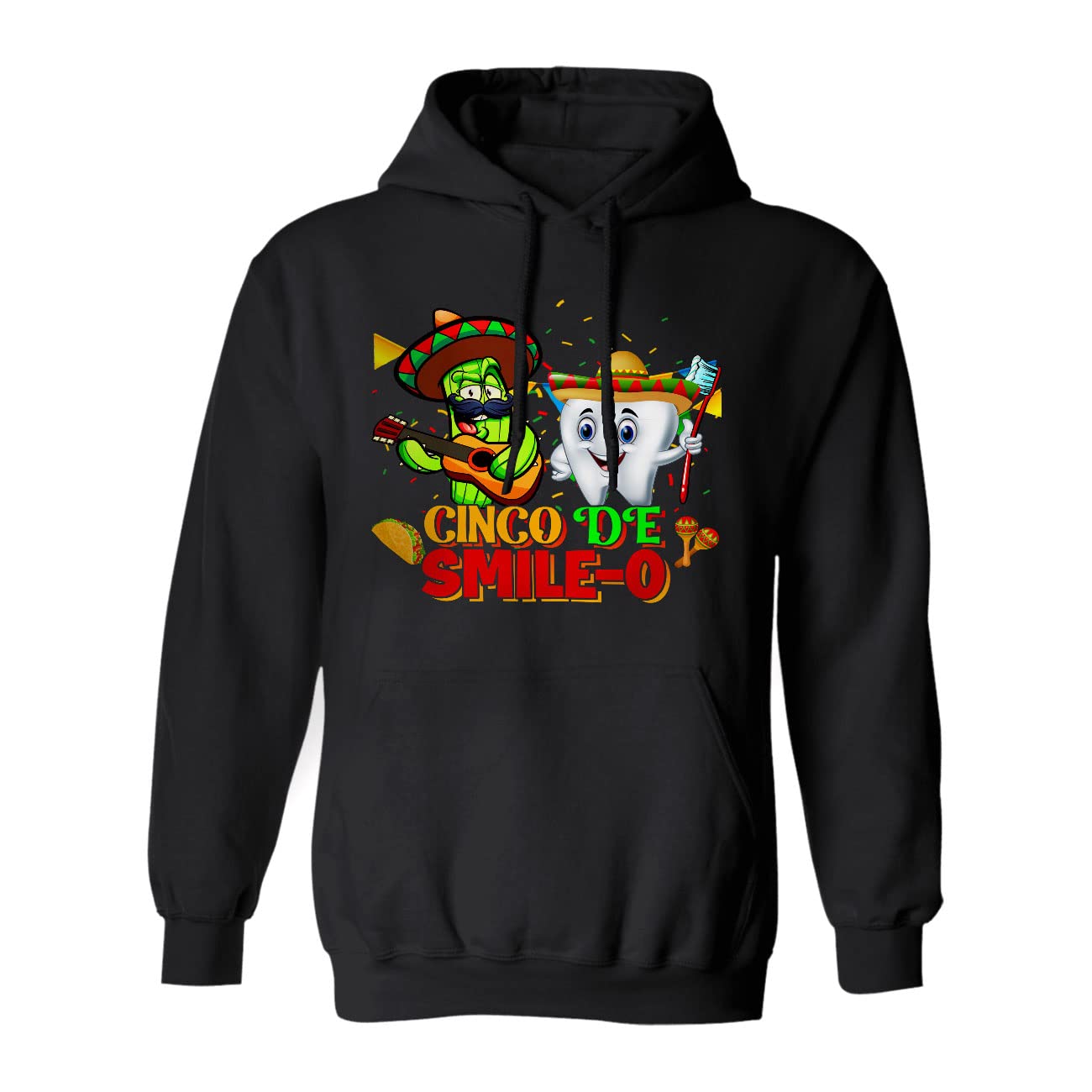 Funny Cinco De Mayo Cactus Teeth Dentist Lover Hoodie - Cute Dental Hygienist Sweatshirt for Cinco De Smile-O Celebrations | Perfect for Fiesta Parties & Dental Office Humor