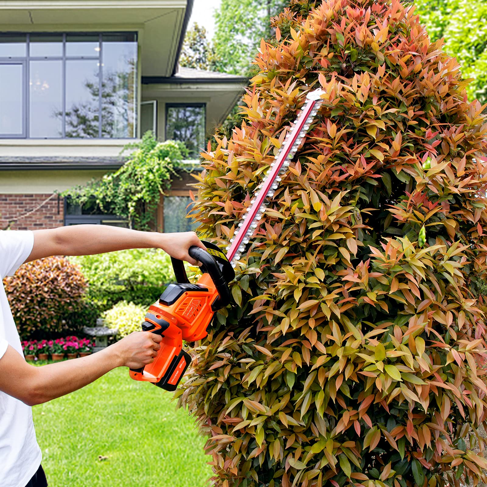 Upgraded 20V 4.0Ah Cordless Hedge Trimmer - 22 Inch Dual-Action Blade, 3000 RPM Power for Fast Cutting | Includes Battery & Fast Charger | Safety Double Switch | Perfect for Landscaping, Garden Maintenance & Yard Work