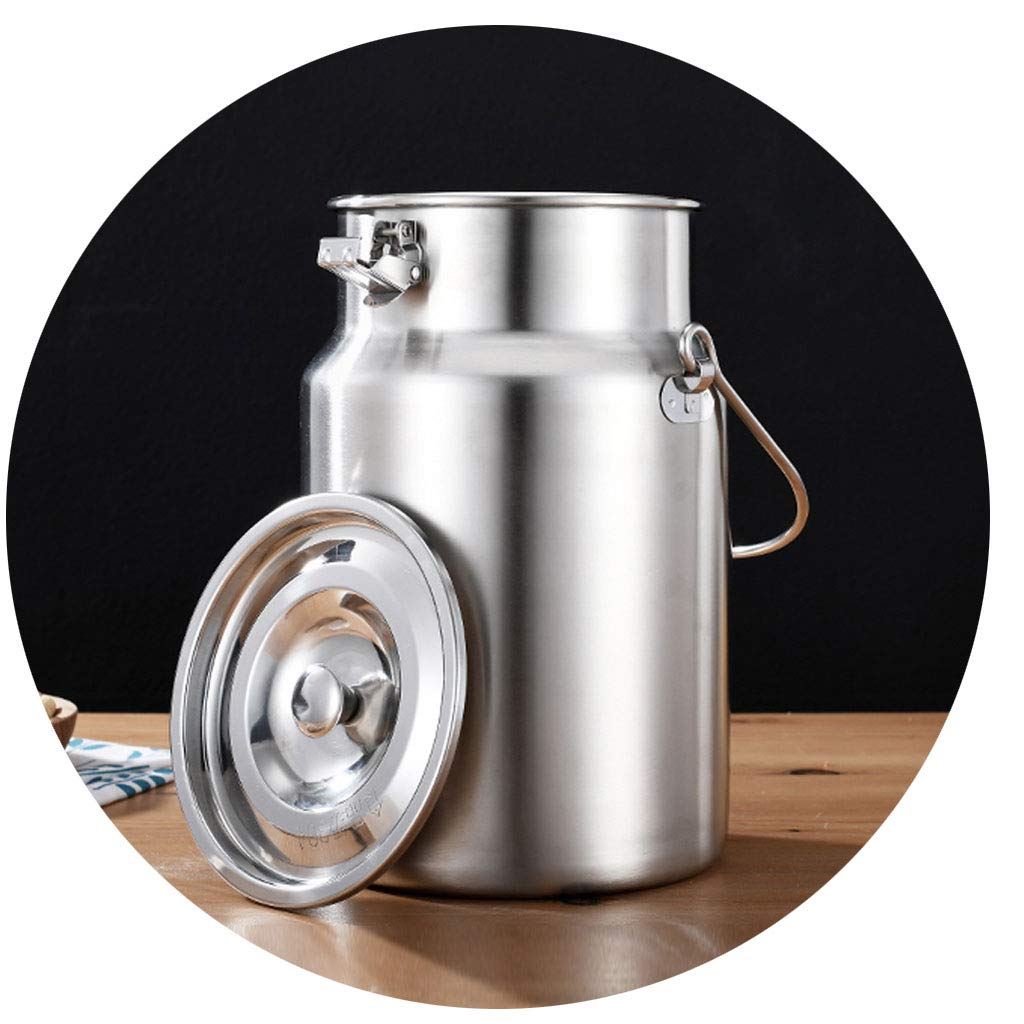 Premium 304 Stainless Steel Milk Can & Wine Pail with Sealed Lid - 5 Gallon Food Grade Storage Container with Ergonomic Handle & Stable Base - Ideal for Dairy Farm, Winery, Home Brewing & Commercial Liquid Storage