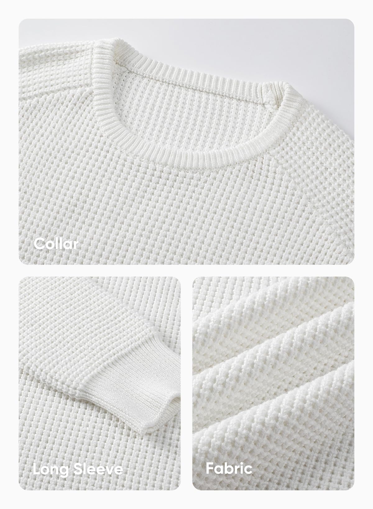 JMIERR Men's Crewneck Pullover Sweater - Waffle Knit Textured Casual Sweater with Ribbed Edge | Loose Fit Comfortable Winter Wear for Office, Dating & Outdoor Activities