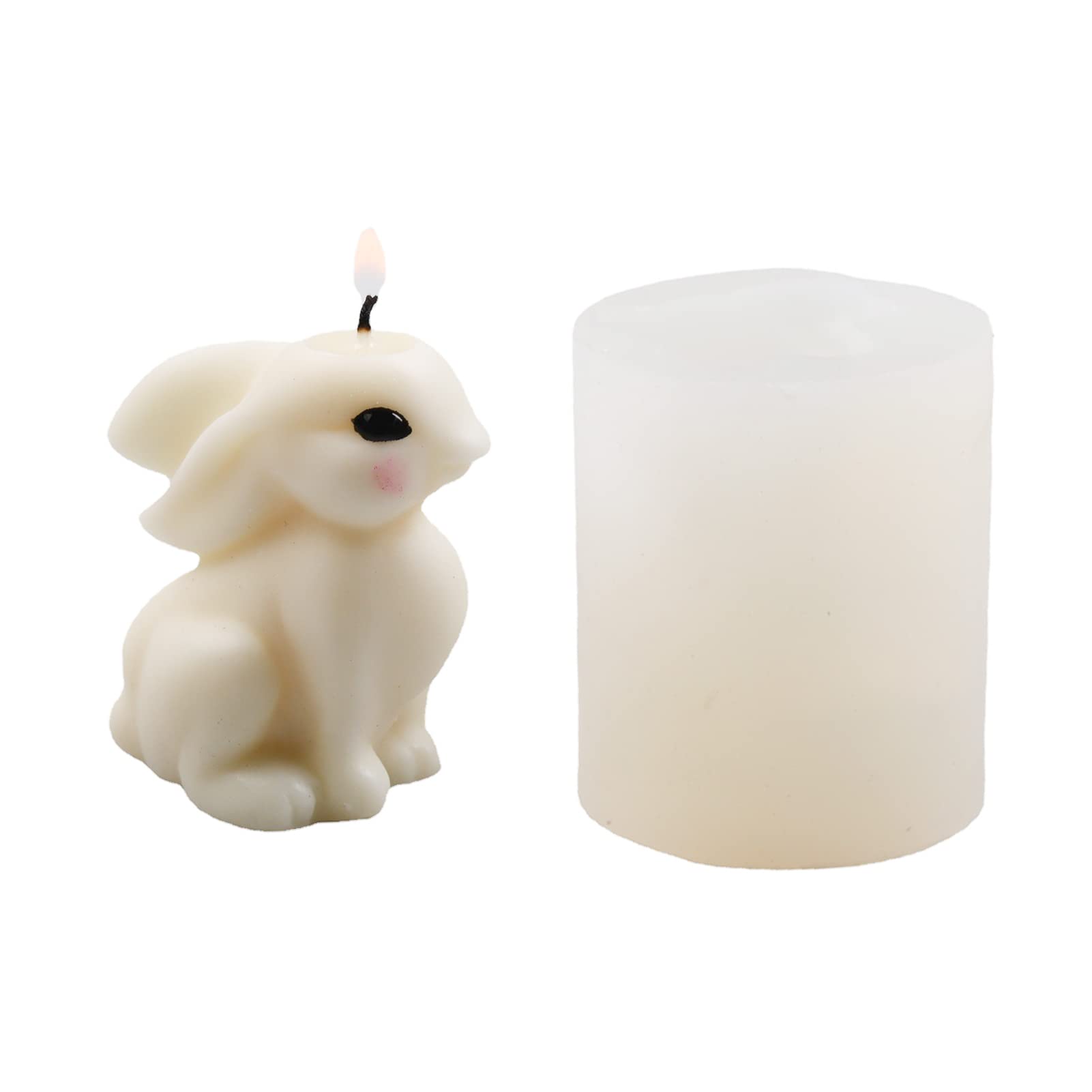 3D Animal Rabbit Silicone Candle Mold - Handmade Aromatherapy, Epoxy Resin & Plaster Craft DIY Kit for Home Decor, Gifts & Wedding Favors (Sitting Rabbit Design)