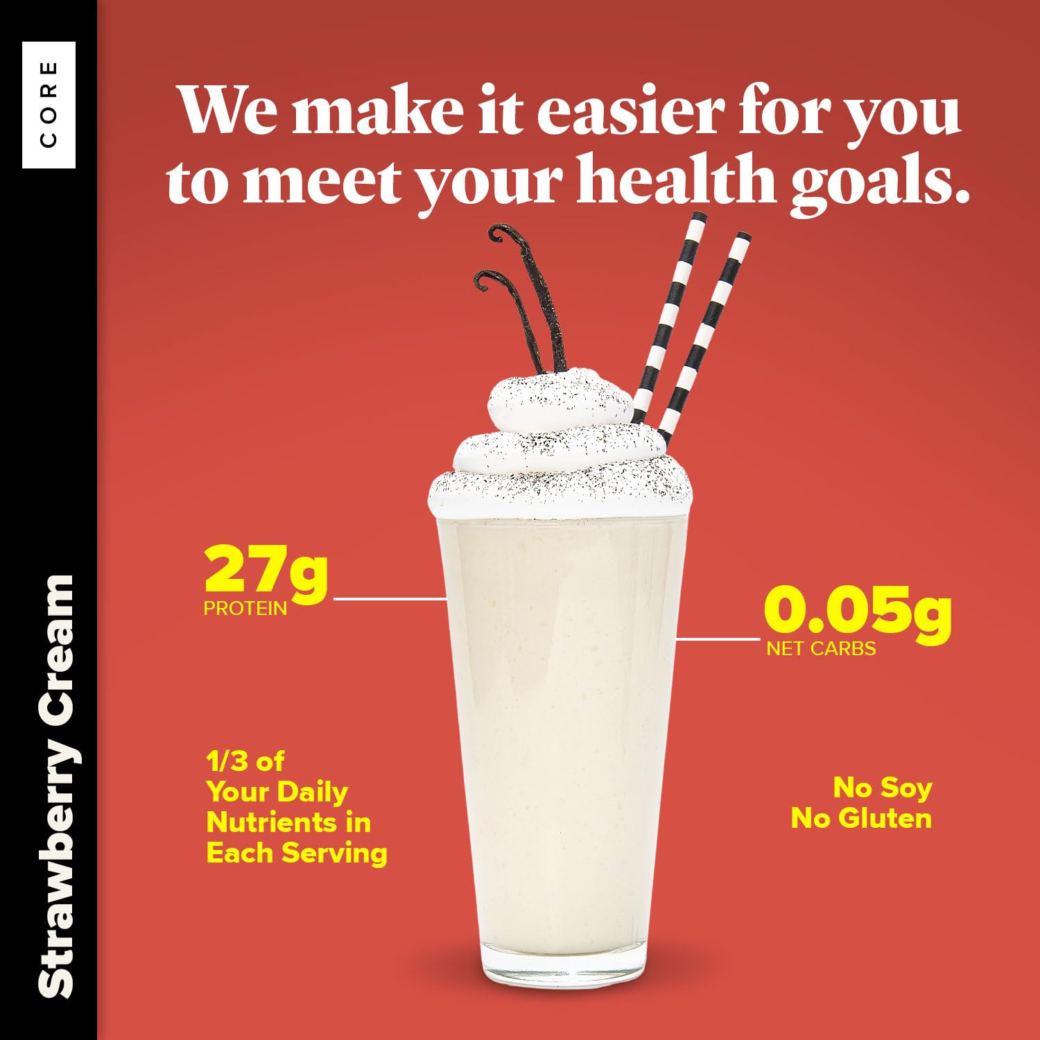 Keto Chow Strawberry Cream (Unsweetened) - Low Carb Keto Meal Replacement Shake Powder - Nutritionally Complete Protein Shake - Dairy Free, Gluten Free - Perfect for Weight Loss, Busy Mornings & On-the-Go Nutrition