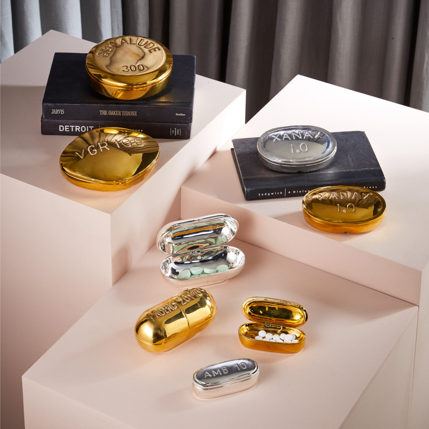 Premium Xanax Brass Pill Box - Compact & Durable Medication Organizer for Travel, Daily Use, and Emergency Storage
