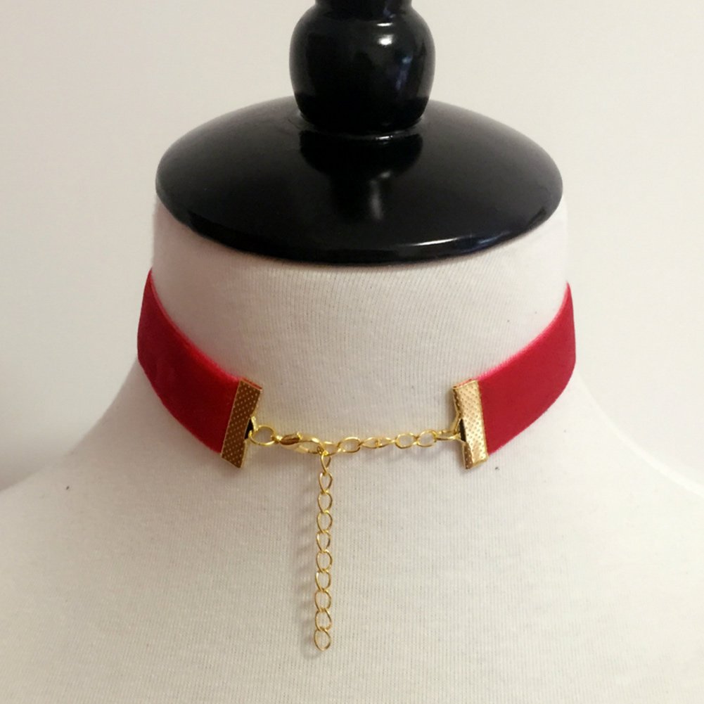 Red Velvet Cosplay Choker with Moon Necklace - Gothic Lolita Anime Costume Accessory for Halloween, Party & Roleplay