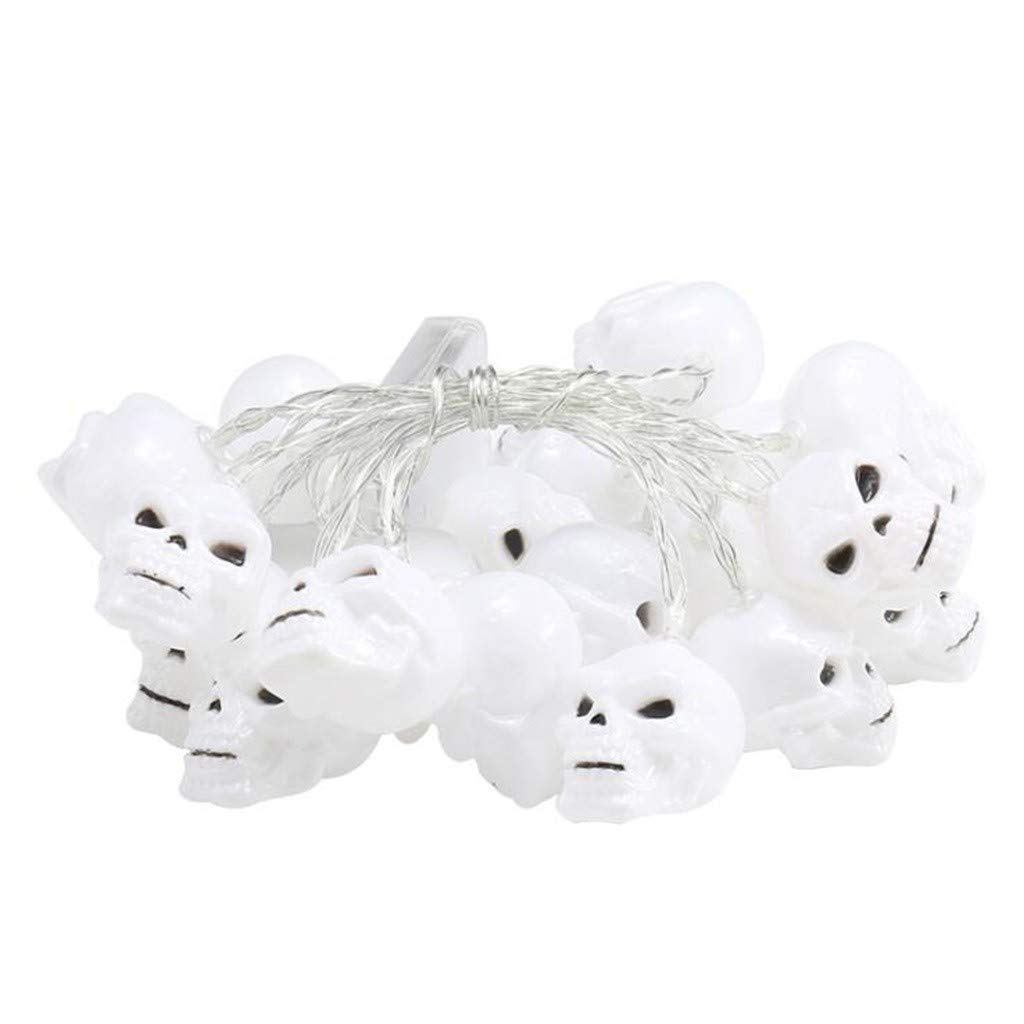 Spooky Halloween Skull LED String Lights - 6.6ft 20 LED Battery-Operated Decor for Indoor/Outdoor Halloween Party, Haunted House, Porch & Yard Decorations