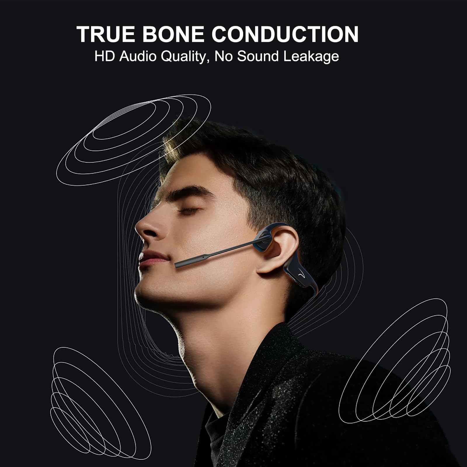 MAIRDI Bluetooth Bone Conduction Headphones with Microphone Boom - Wireless Open Ear Headset with AI Noise Cancellation, 5.3 Bluetooth for Office, Driving, Running, Cycling & Sports - Perfect for Work Calls, Workouts and Outdoor Activities