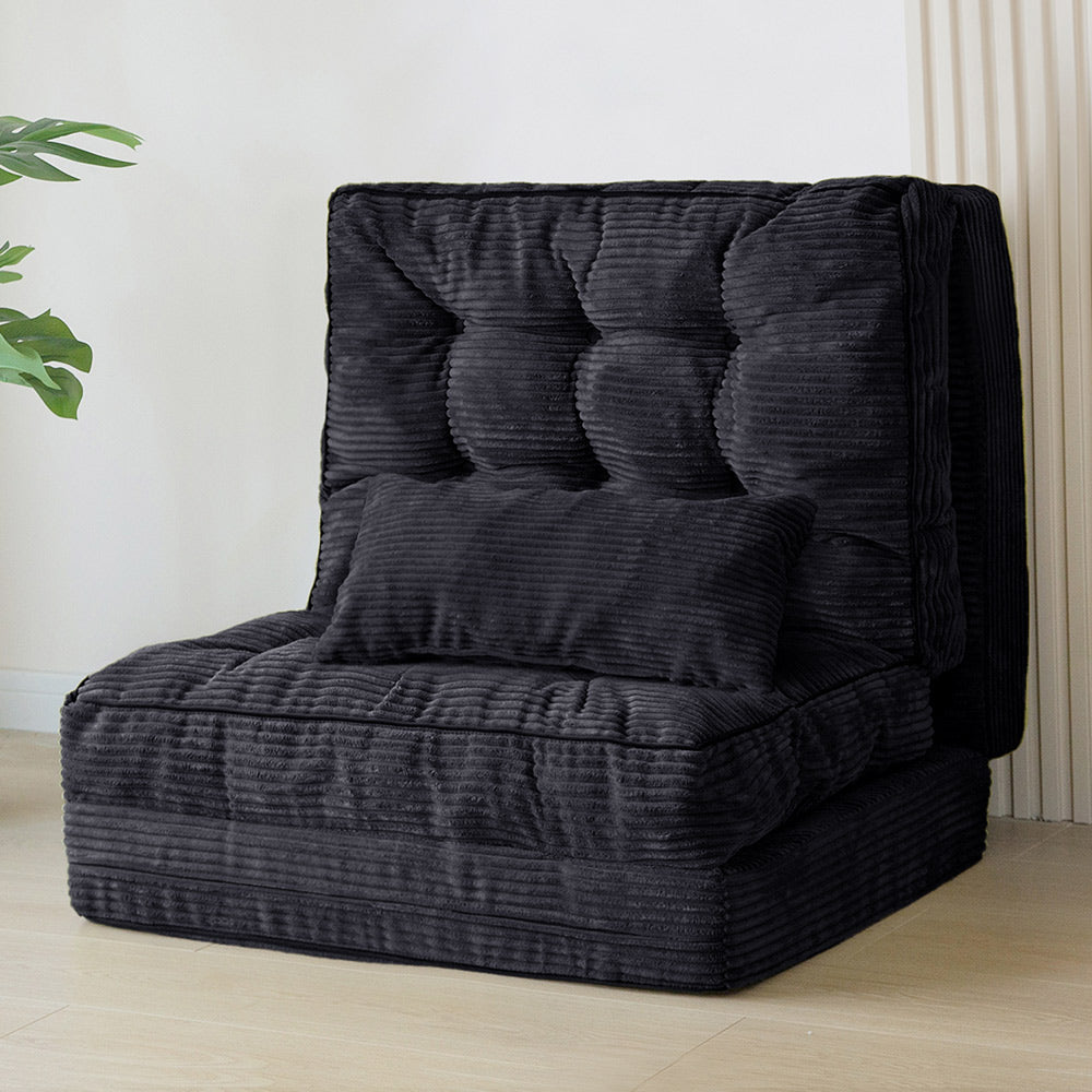 MAXYOYO Tufted Bean Bag Sofa Bed - Foldable Floor Couch with Pillows in Green | Comfortable Lounge Chair for Living Room, Bedroom & Game Room
