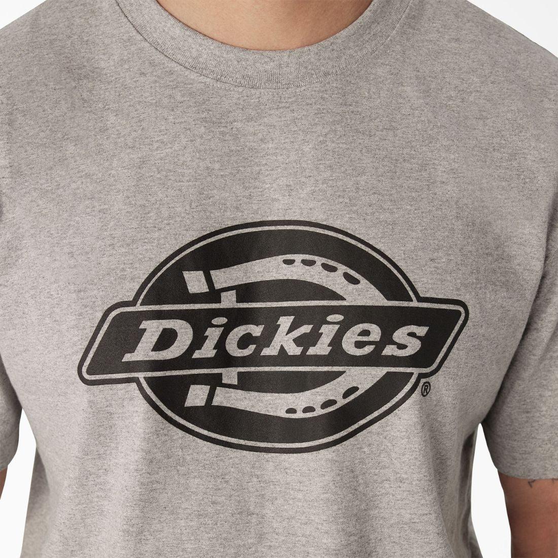 Dickies Heavyweight Logo Men's Short Sleeve Work T-Shirt WS22C - Durable Cotton Workwear for Construction, Landscaping & Outdoor Jobs - Heather Grey