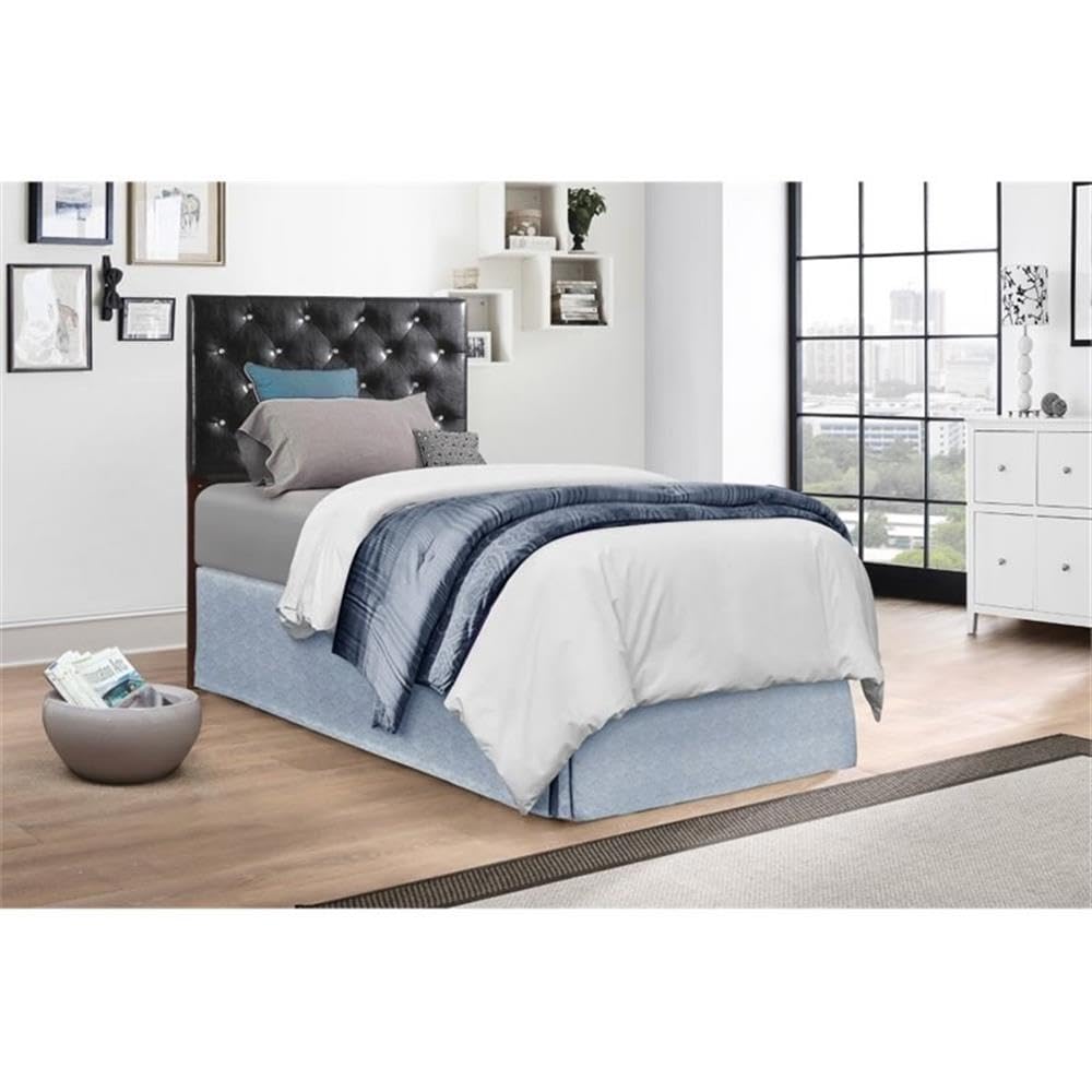 Glory Furniture Super Nova Faux Leather Upholstered Twin Headboard in Black - Modern Bedroom Decor for Small Spaces & Guest Rooms