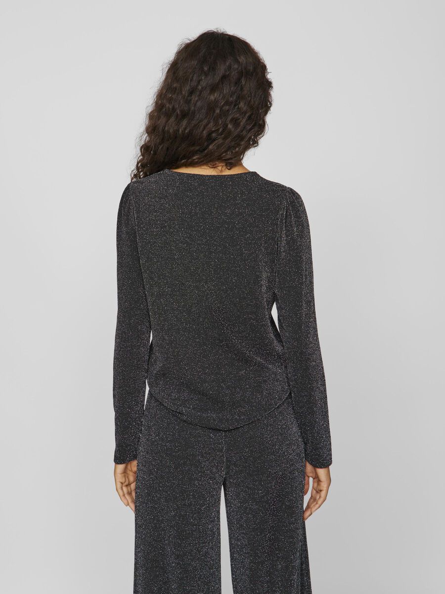 Leina Glitter Top for Women - Black Beauty & Silver Sequin Party Blouse - Perfect for Night Out, Club Wear, and Special Occasions