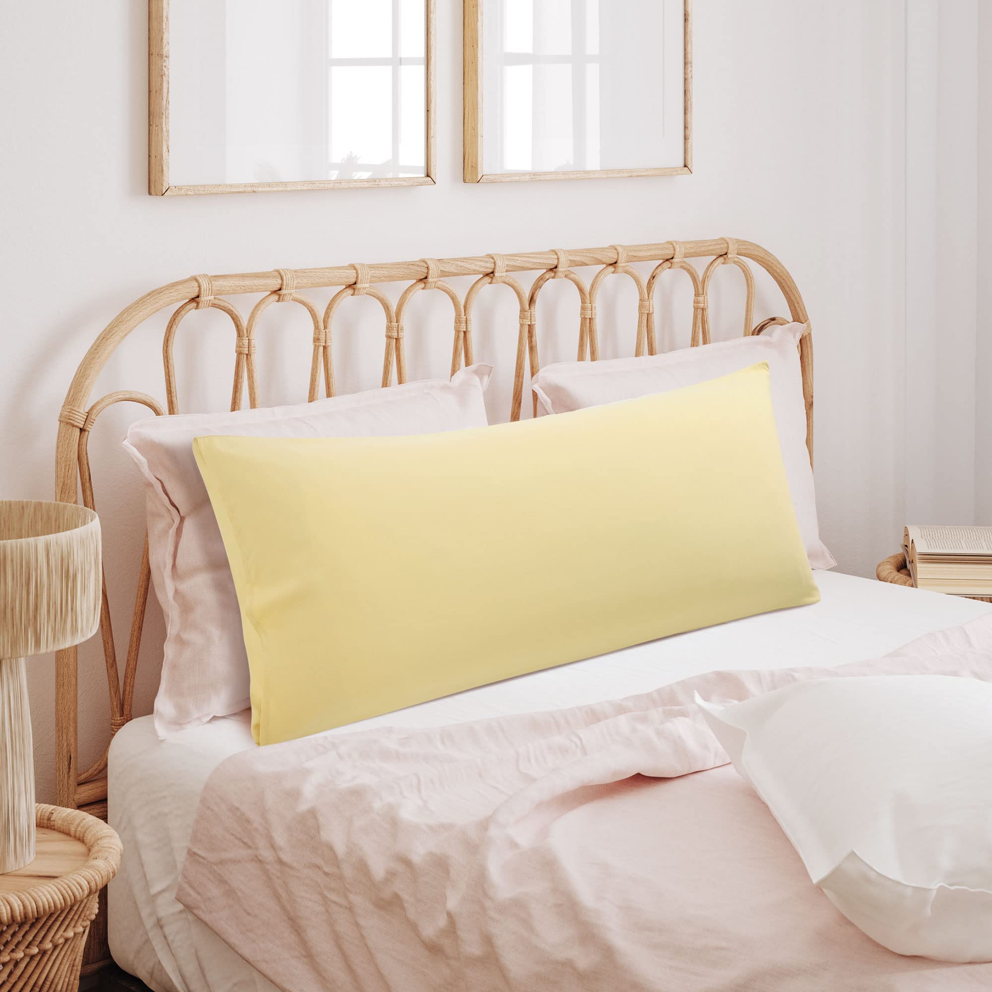 Premium Microfiber Body Pillow Case 20x72 Inches - Ultra Soft 90 GSM Polyester Cover Replacement - Gold Luxury Pillowcase for Adults & Pregnancy Support - Perfect for Bed, Sofa & Travel Comfort