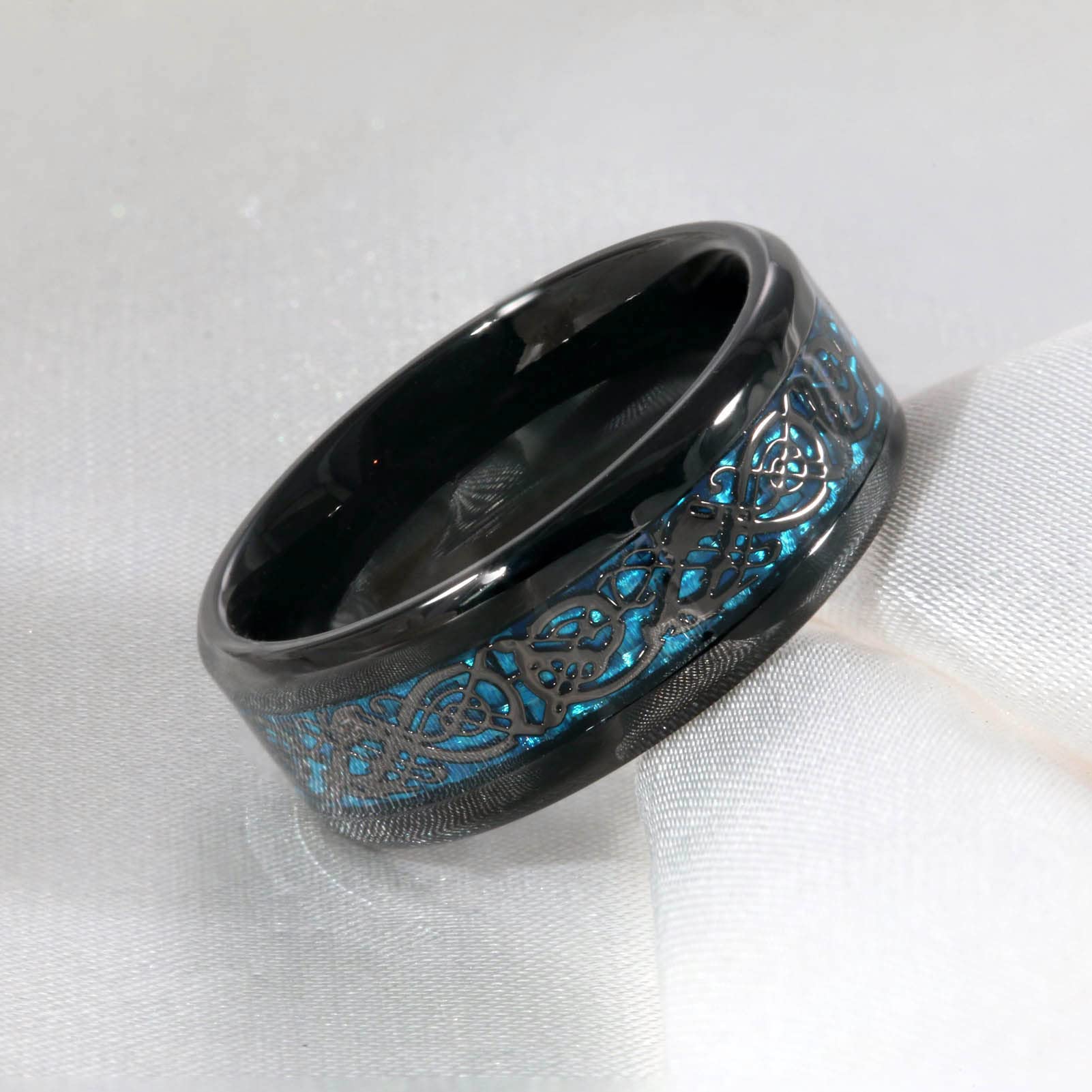 MASHAN His and Hers Wedding Rings Set - Matching Couple Bands for Men & Women - Blue and Black Tungsten Wedding Rings - Perfect for Anniversaries, Engagements, and Romantic Gifts