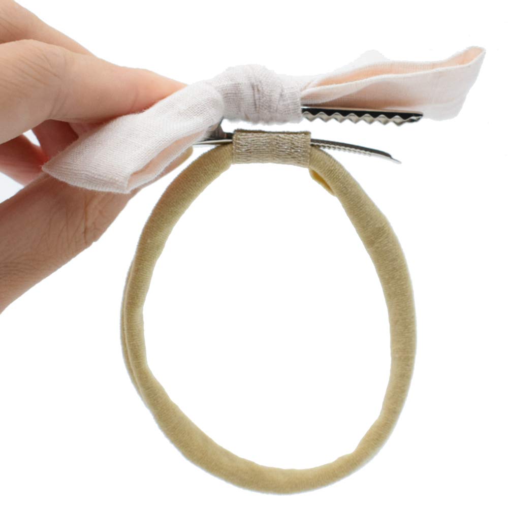 Super Soft Nude Interchangeable Nylon Headbands for Newborn Baby & Kids - High Stretchy 15pcs Set for DIY Hair Accessories - Perfect for Baby Showers, Photography & Daily Wear