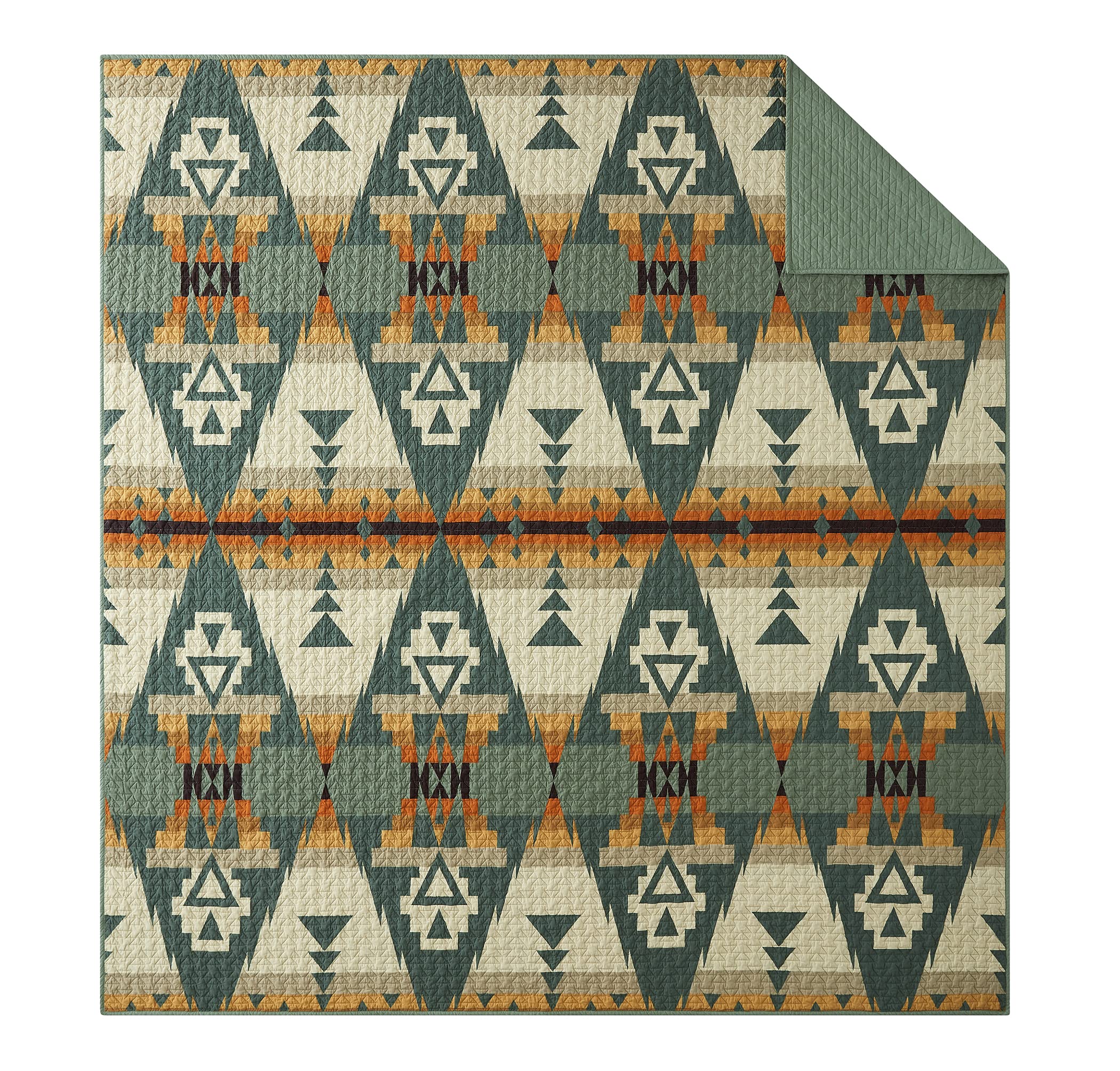 Pendleton Siskiyou Coverlet Set - Soft Cotton Bedspread, Rustic Home Decor, Luxury Quilt & Pillow Shams - King Size, Sage Green - Perfect for Cozy Bedrooms, Guest Rooms & Farmhouse Style Decor