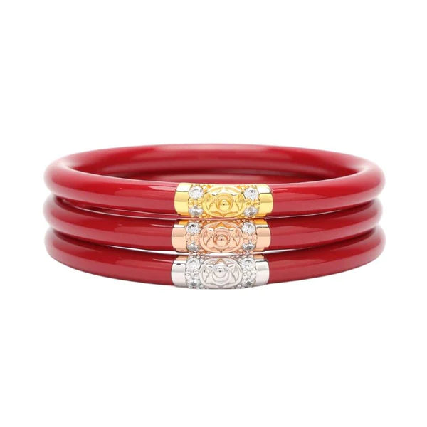 BuDhaGirl All Weather Bangles Set of 3 - Red Stainless Steel Waterproof Bracelets for Women | Perfect for Yoga, Swimming & Outdoor Activities