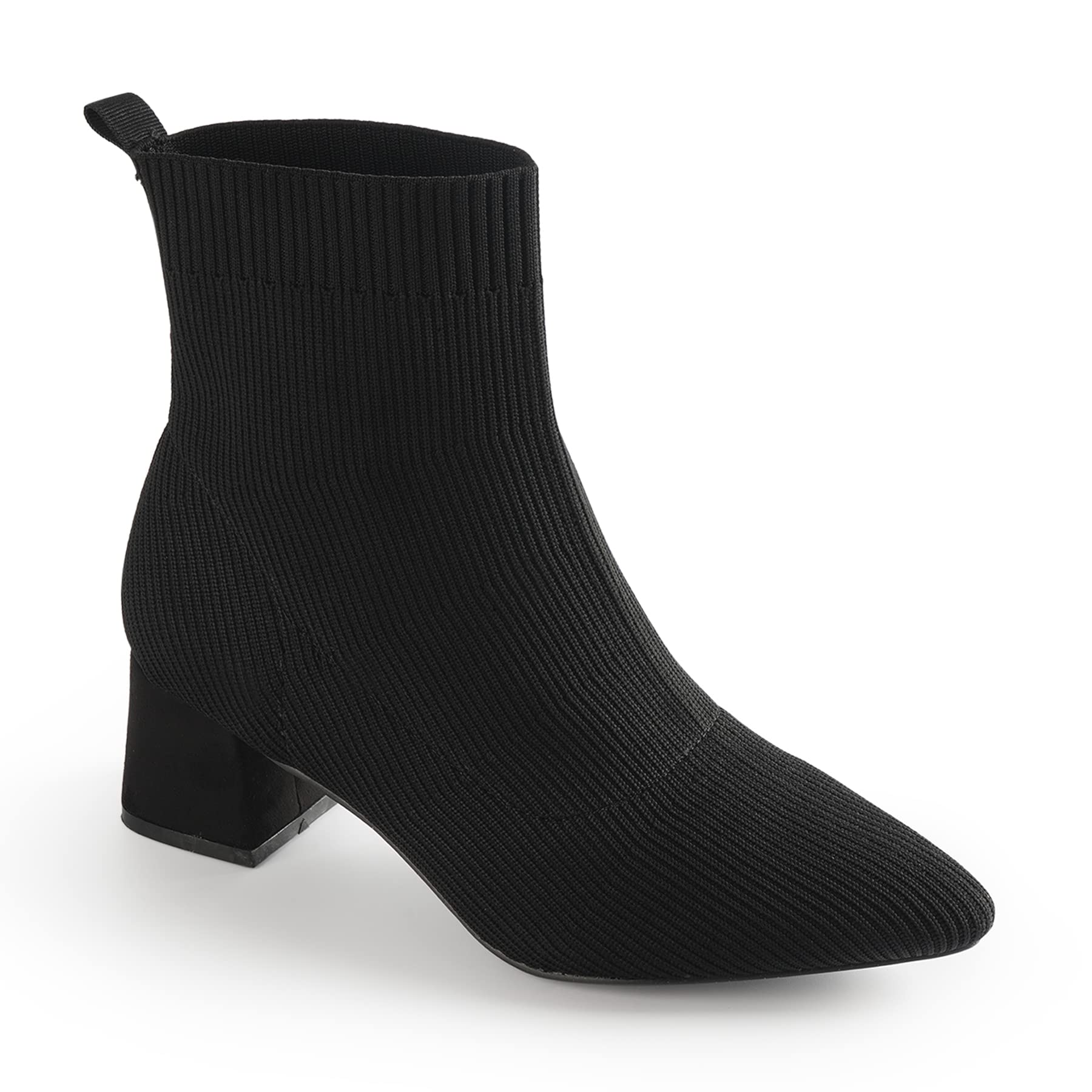 Trary Women's Pointed Toe Ankle Boots - Knit Sock Booties with Chunky Heel, Slip On Design for Fall & Winter Fashion - Perfect for Office, Dating & Casual Outfits