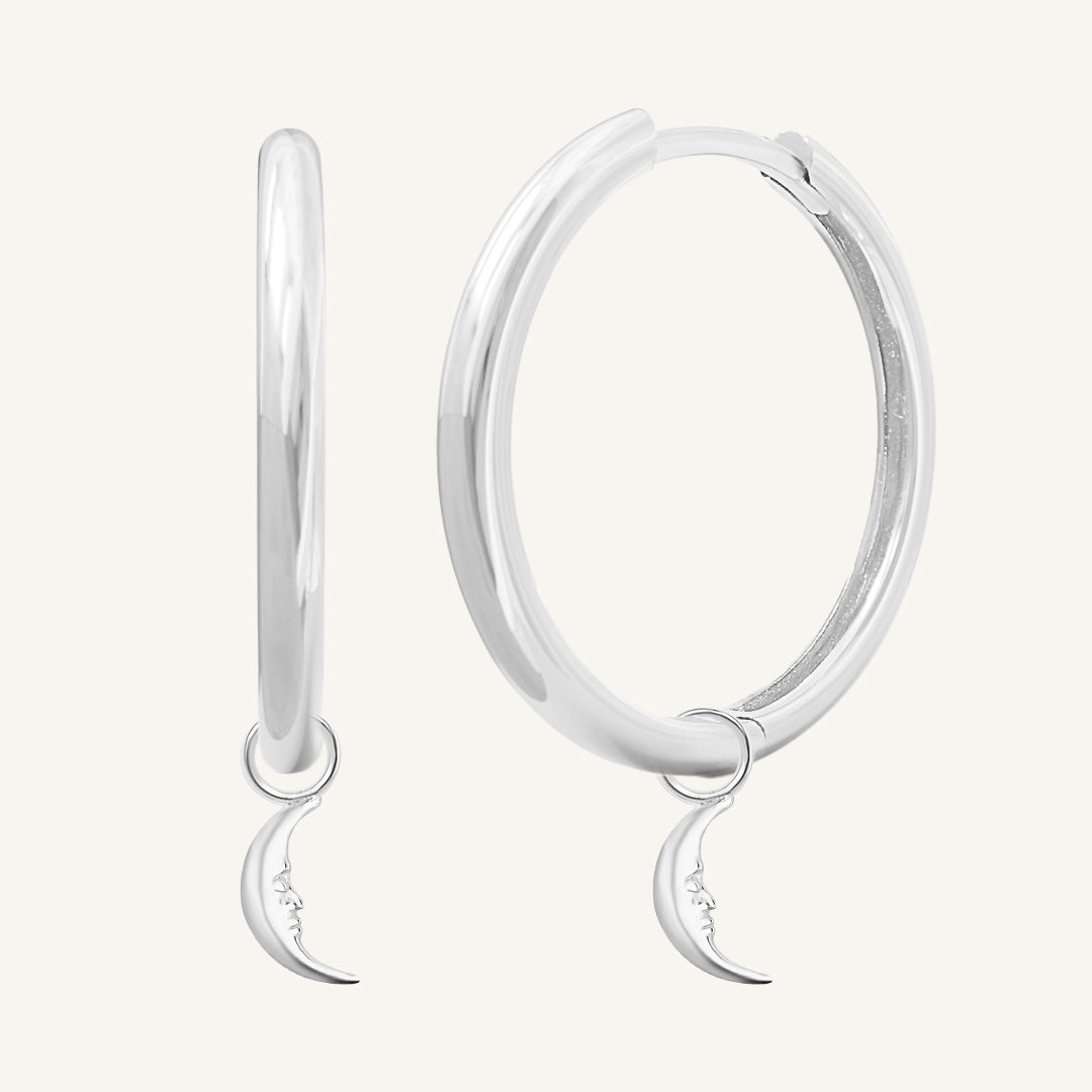 Patience Moon Plain Hoops - Minimalist Sterling Silver Earrings for Women | Perfect for Everyday Wear, Office & Casual Outfits