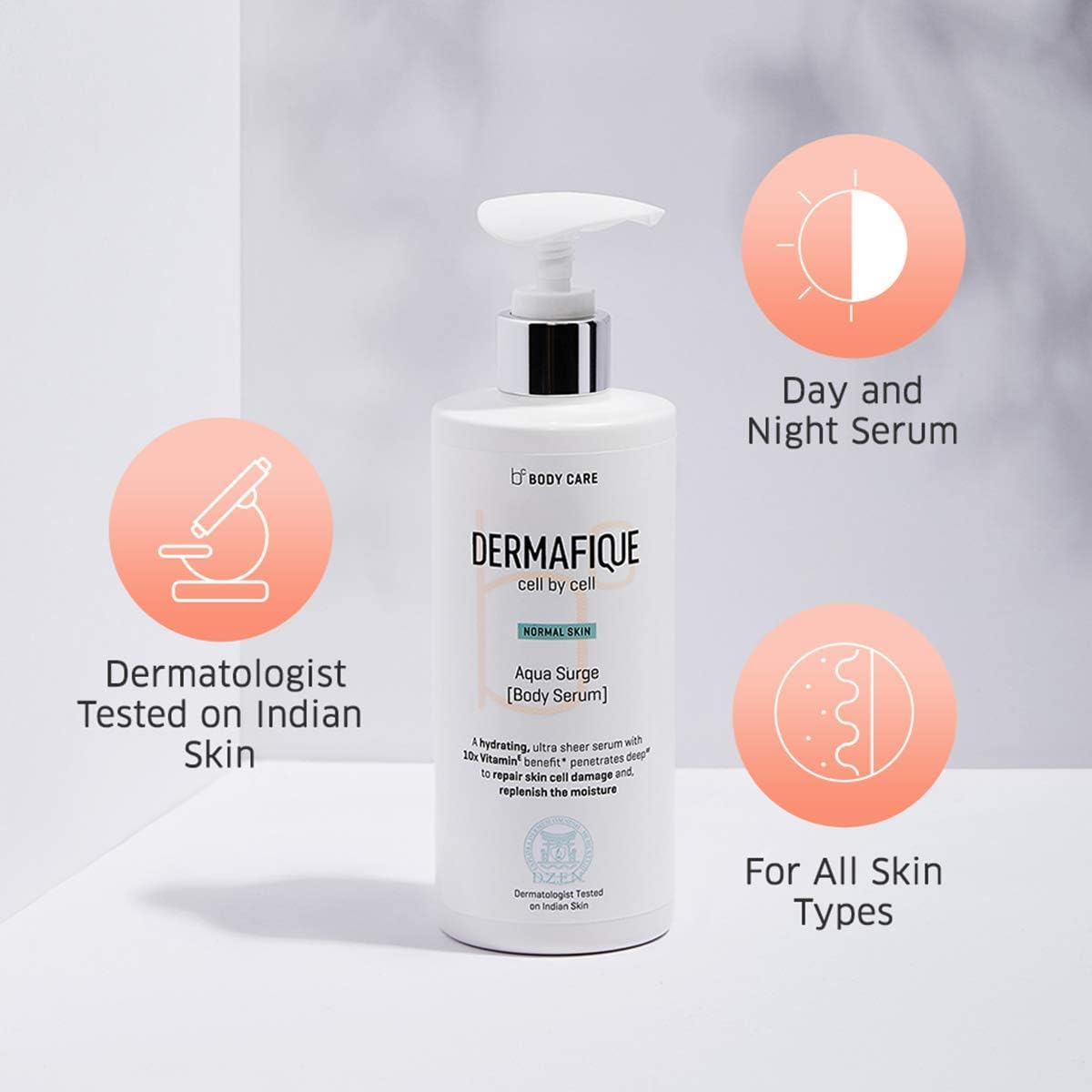 Daarmafique Aqua Surge Body Serum with Shea Butter & Vitamin E - 300ml Deep Hydrating Body Lotion for Normal Skin, Repairs Skin Cell Damage with Glycerin | Daily Moisturizer for Dry Skin, Post-Shower Hydration & Nighttime Skin Repair
