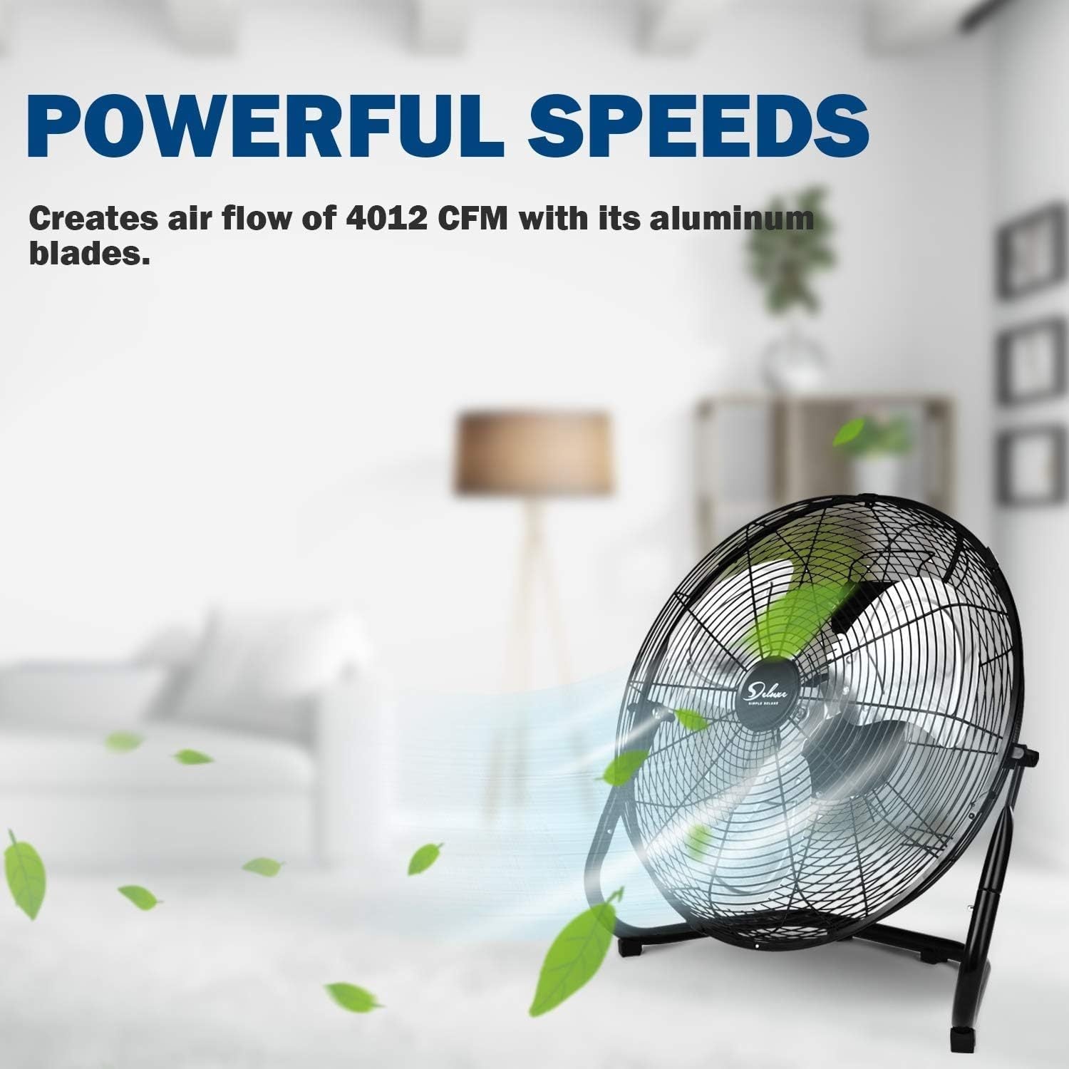 18 Inch 3 Speed High Velocity Heavy Duty Metal Industrial Floor Fan - 4012 CFM Powerful Airflow, 360° Tilt Adjustment - Ideal for Workshop, Basement, Garage, Warehouse & Home Cooling - Black Commercial Grade Cooling Fan