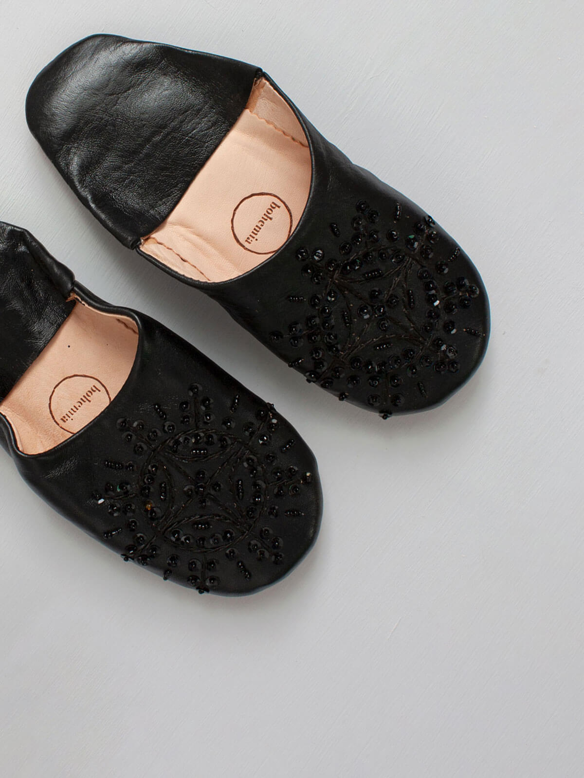Stylish Moroccan Babouche Sequin Slippers in Black | Comfortable & Elegant House Shoes for Women | Perfect for Home, Lounge, and Special Occasions