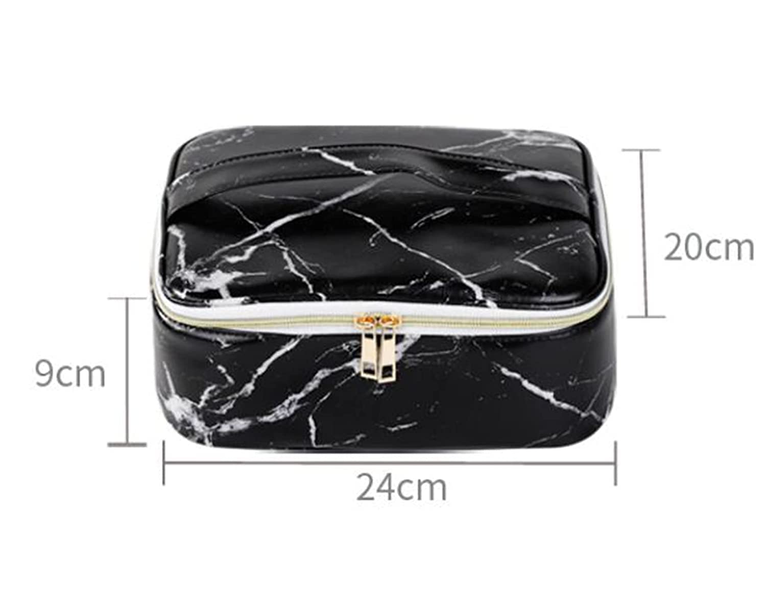 Favria Portable Travel Makeup Bag Organizer for Women - Waterproof Cosmetic & Toiletry Storage Case with Dividers, Orange Yellow Marble Design | Perfect for Travel, Gym, and Daily Beauty Essentials