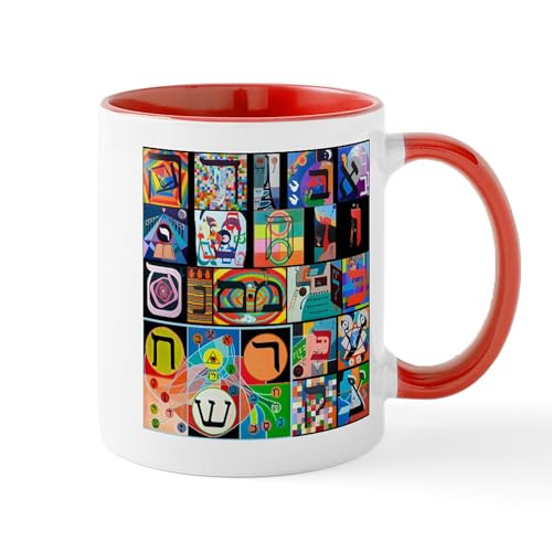 White/Red Inside - The Hebrew Alphabet Mugs