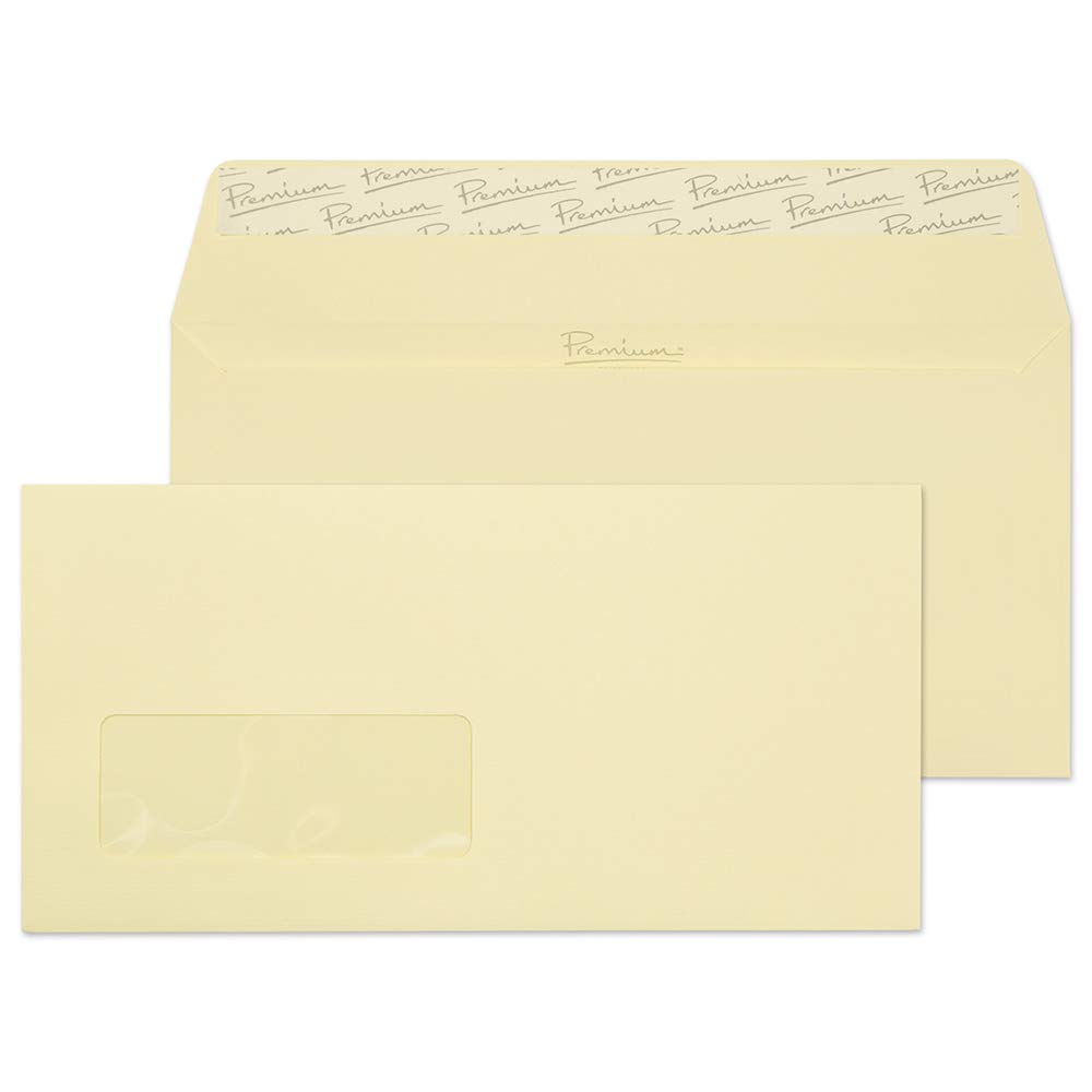 Premium Business DL 110 x 220 mm 120 GSM Peel & Seal Window Wallet Envelopes (51884) Vellum Wove - Pack of 500 for Mailing Invoices, Statements & Business Correspondence