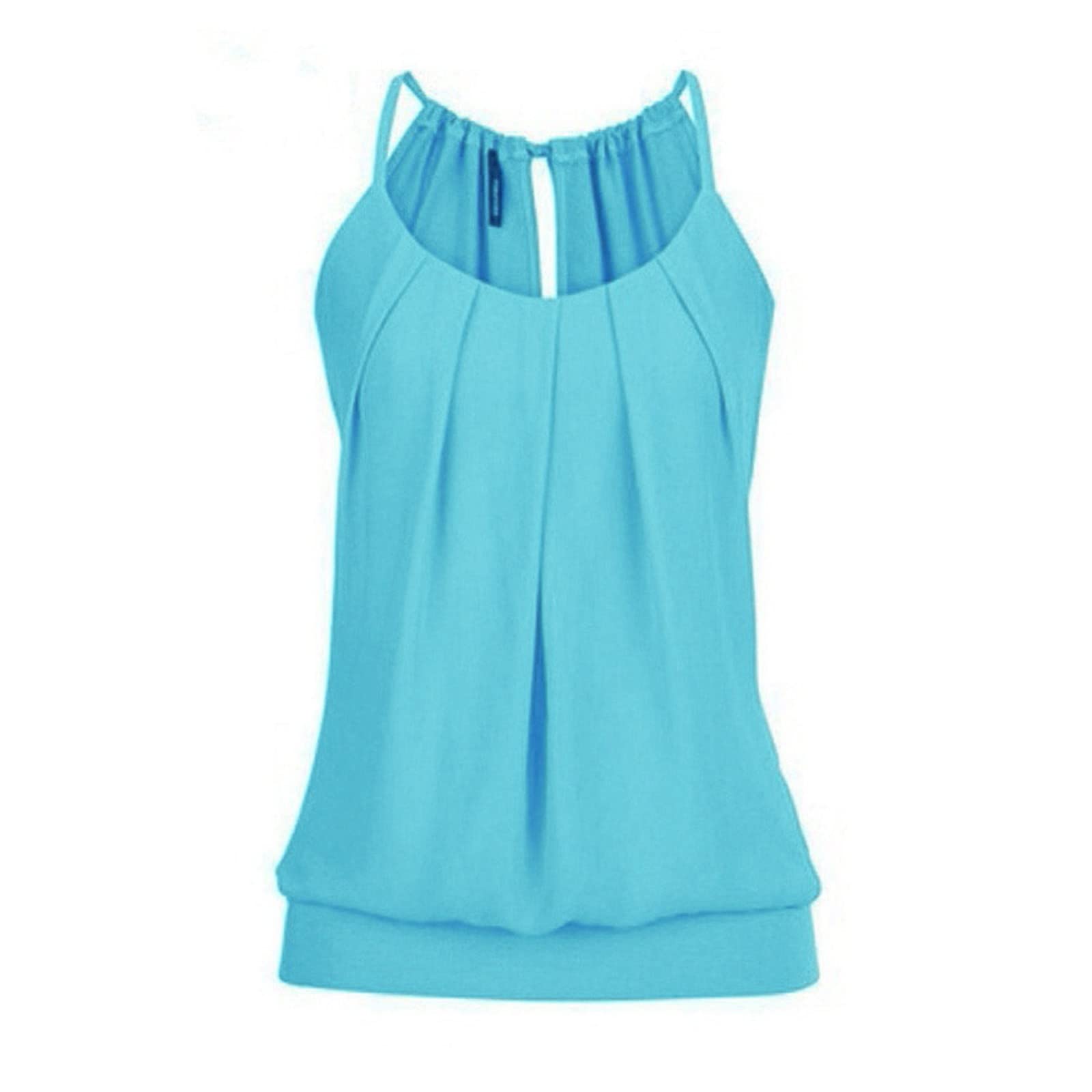 Women's Loose Wrinkle Crop Top - Summer Sleeveless V-Neck Cami Blouse & Casual Tank Vest | Perfect for Beach Outfits, Streetwear & Summer Fashion