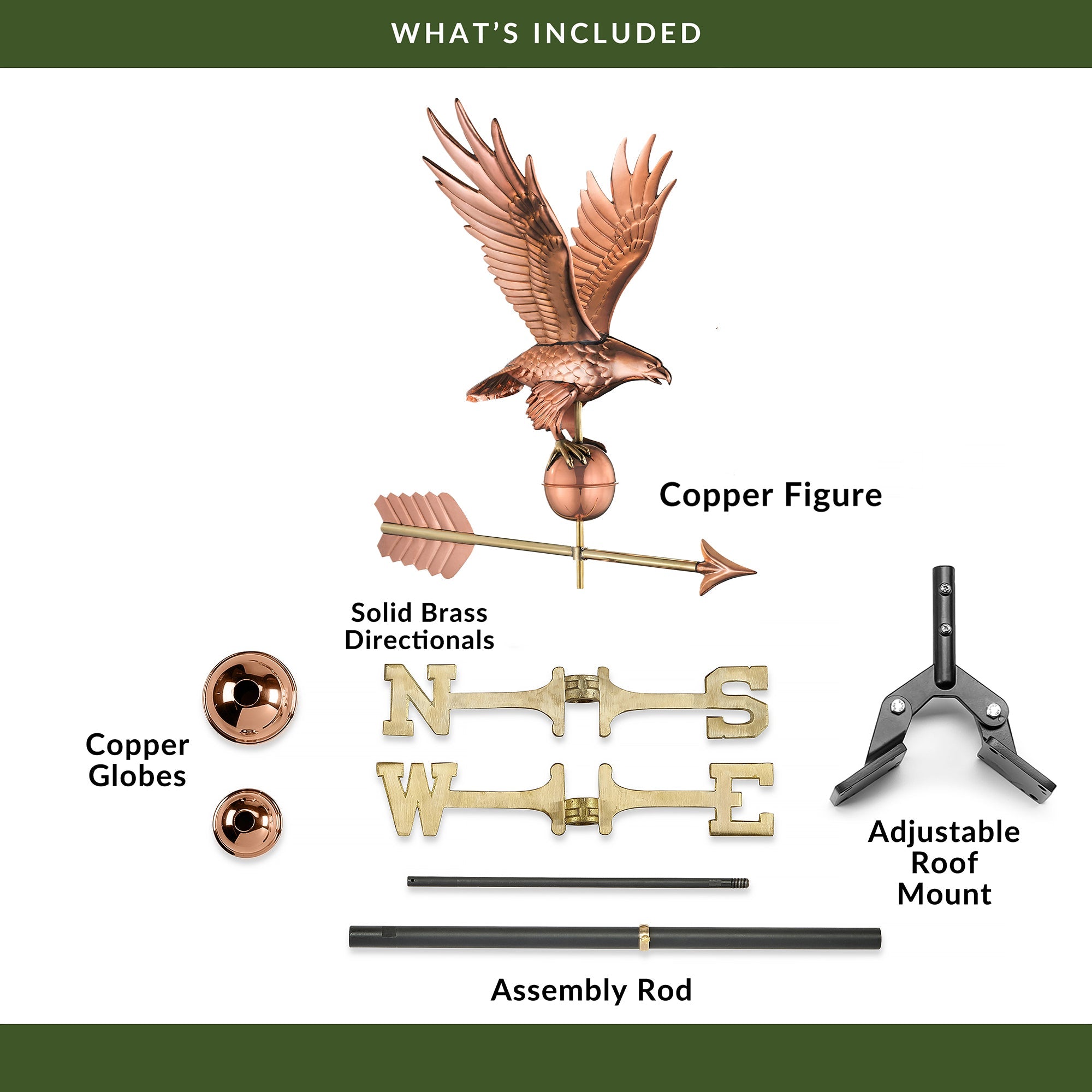 Freedom Eagle Weathervane - Handcrafted Copper Weather Vane for Roof, Garden & Farmhouse Decor | Perfect for Outdoor Home, Barn & Countryside Decoration