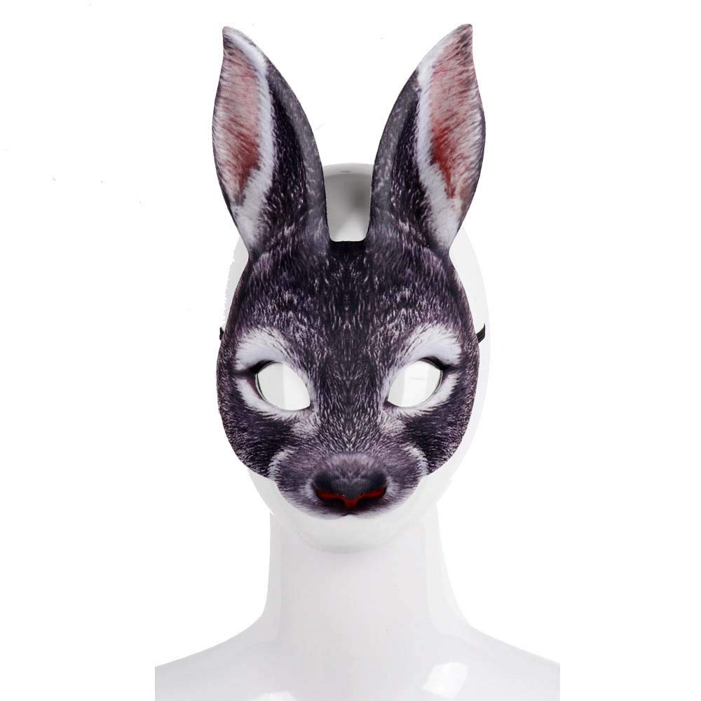 1Pcs Halloween Rabbit Ear Mask - Half Face Animal Mask for Halloween, Easter, Costume Party & Cosplay - Perfect for Kids & Adults Costume Accessories